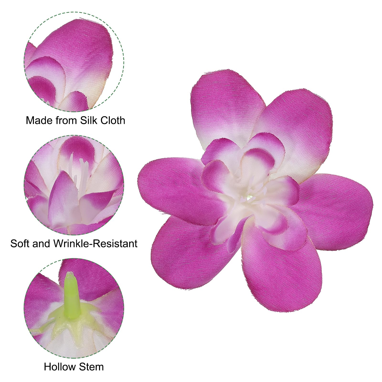 PATIKIL Artificial Orchid Petals, 24Pcs Faux Orchid Flower Head Fake Butterfly Flowers Crafts for Home Wedding Decoration Dark Purple - Image 4
