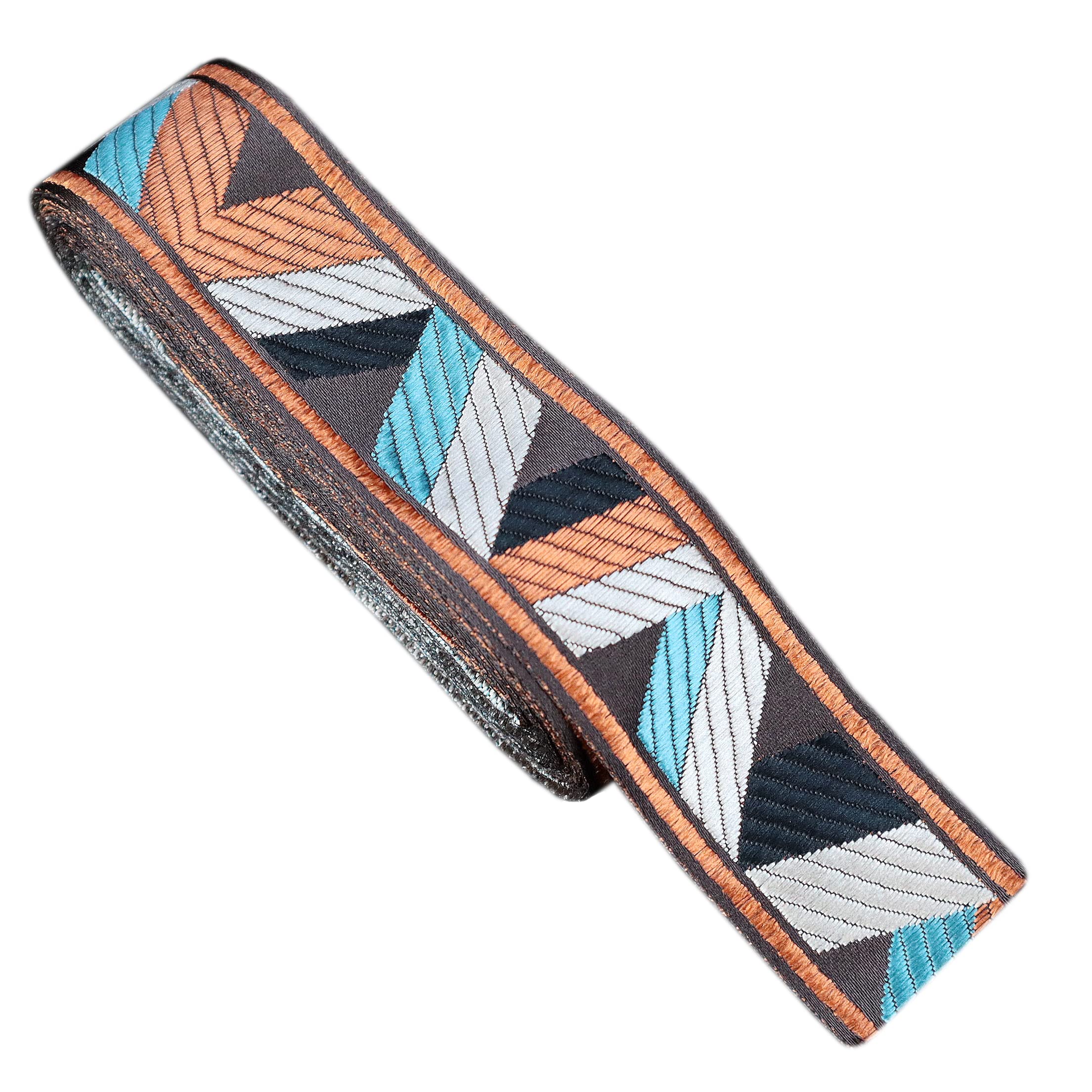 Boho Jacquard Ribbon Ethnic Ribbon Geometric Embroidery Jacquard Trim for Sewing, Handmade Bag, Clothing Decoration (5 Yards)