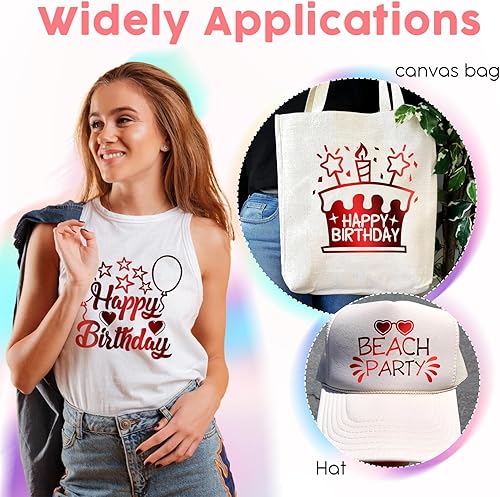 Miniatura 6 de Rollo de vinilo HTV metálico rojo  12 pulgadas x 8 pies, vinilo metálico rojo de transferencia de calor, vinilo HTV para ropa, camisetas