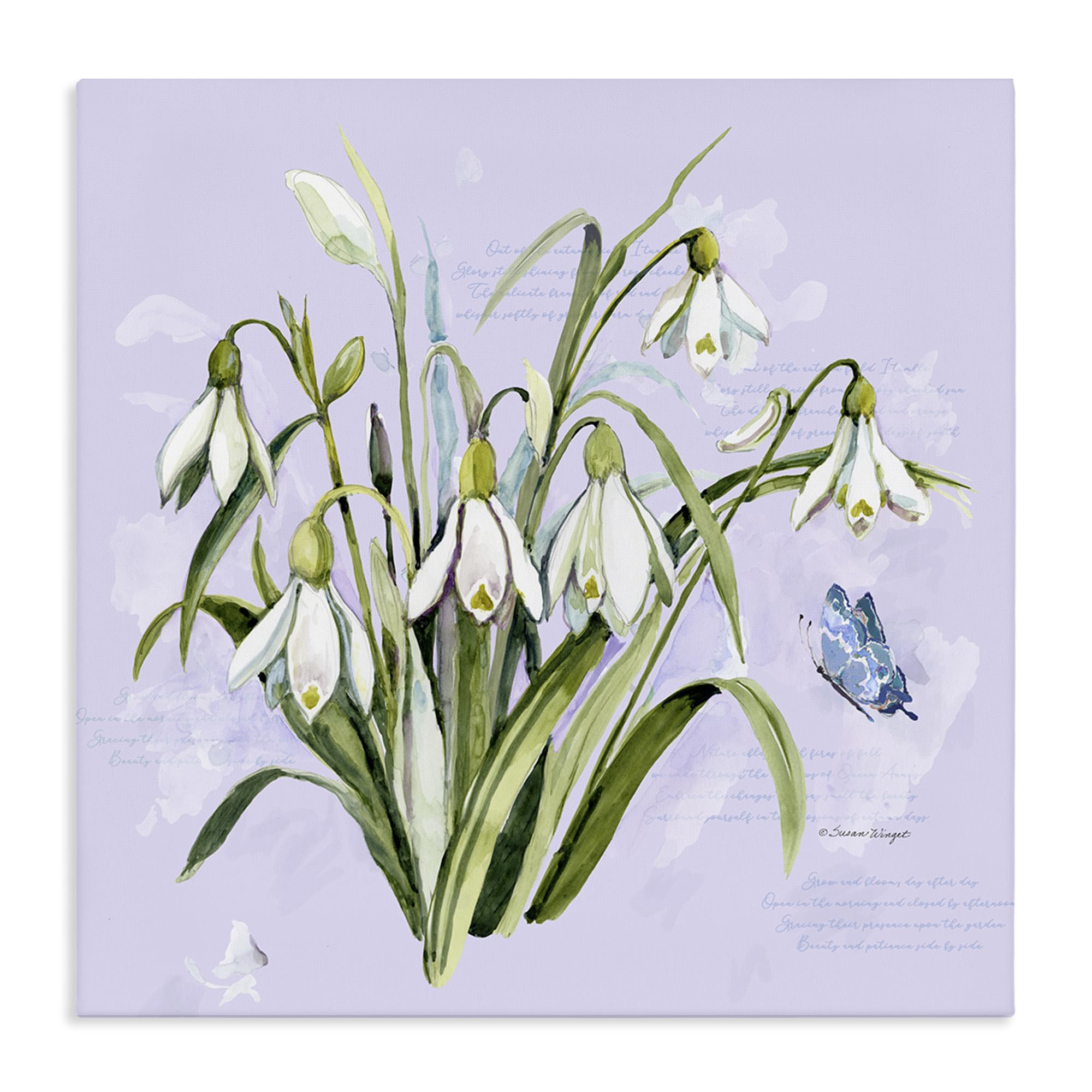 Stupell Industries Unframed 'Snowdrops With Vintage Writings'| Canvas Art