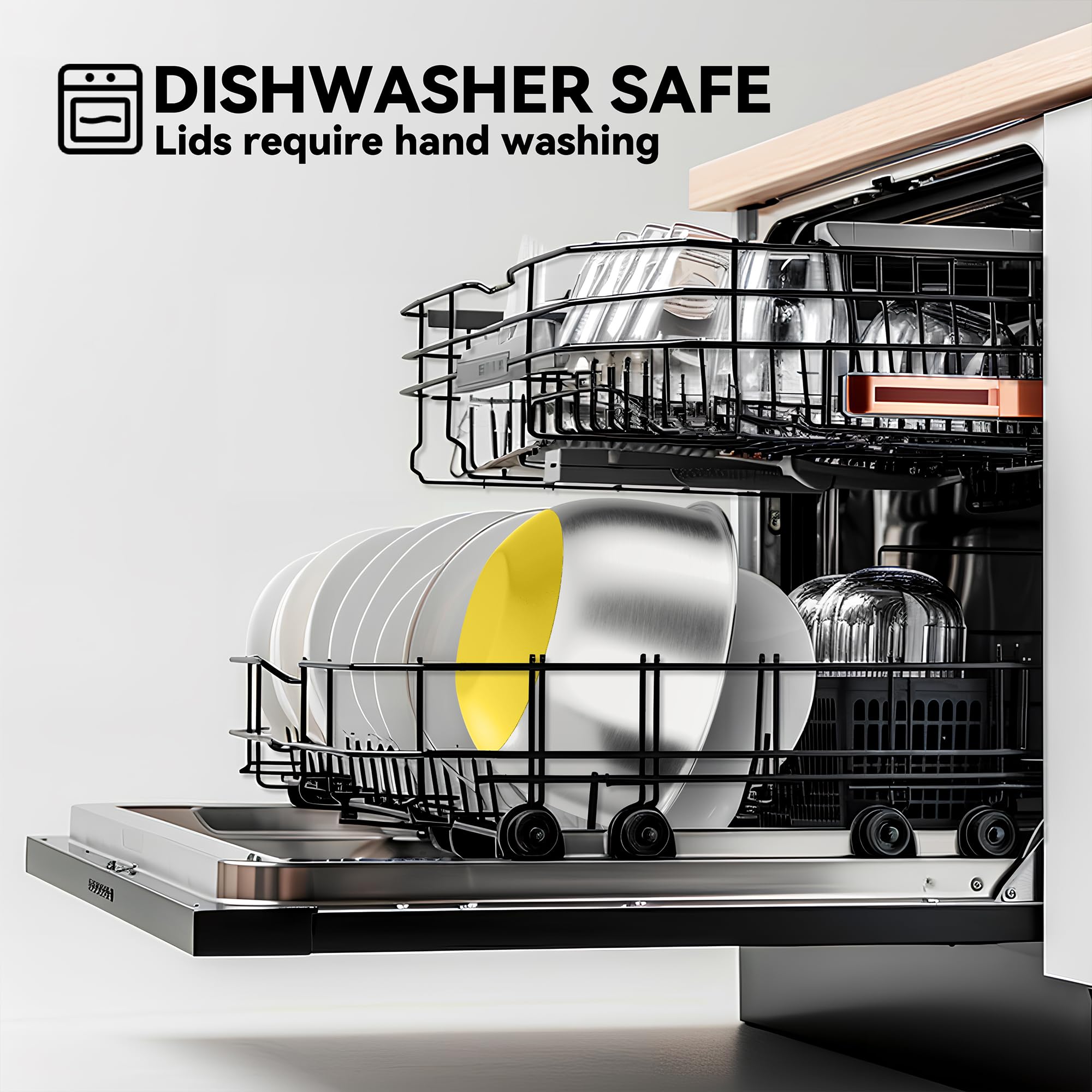 KITEISCAT Edelstahl-Rührschüsseln mit luftdichten Deckeln, stapelbare Rührschüsseln für Küche, spülmaschinenfest, rutschfest, vielseitig einsetzbar zum Kochen, Backen, Zubereiten und Aufbewahren, 5