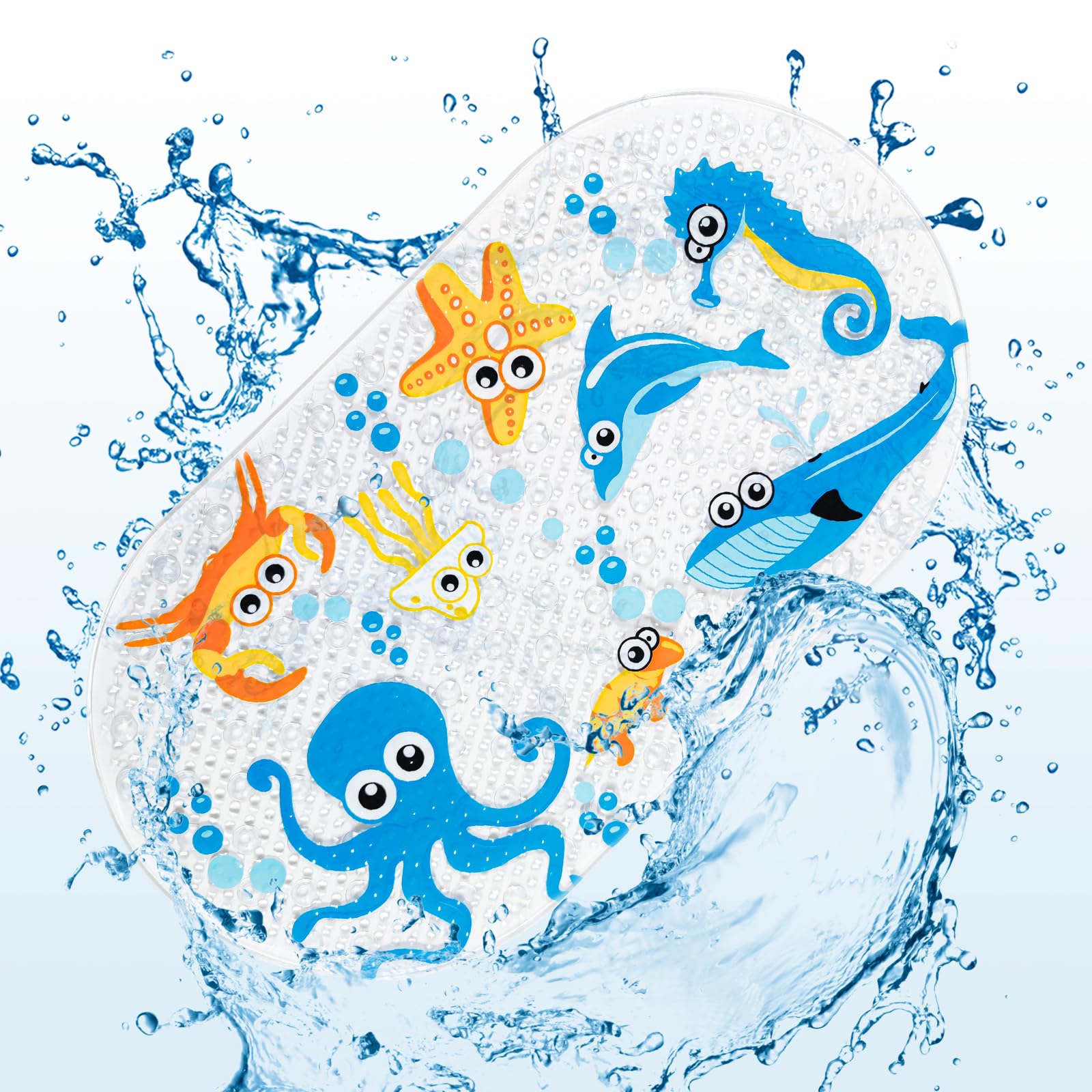 Tapis de Bain Bande Dessinée Antidérapant avec Ventouse 71x38cm Pieuvre