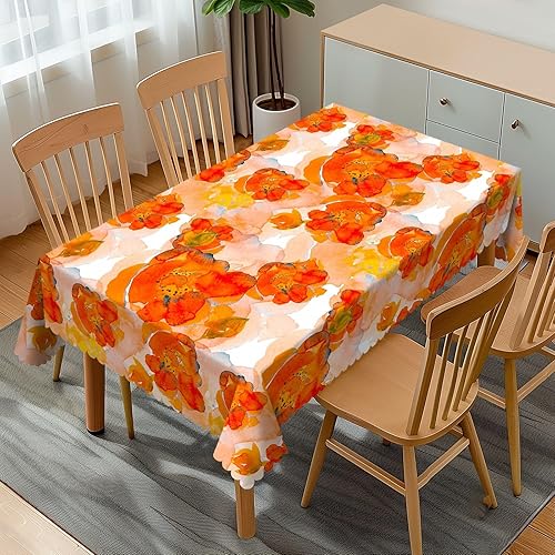 Miniatura 13 de Mantel rectangular con temática musical, notas musicales, 54 x 72 pulgadas, borde de encaje ondulado, mantel de poliéster para comedor, cocina,