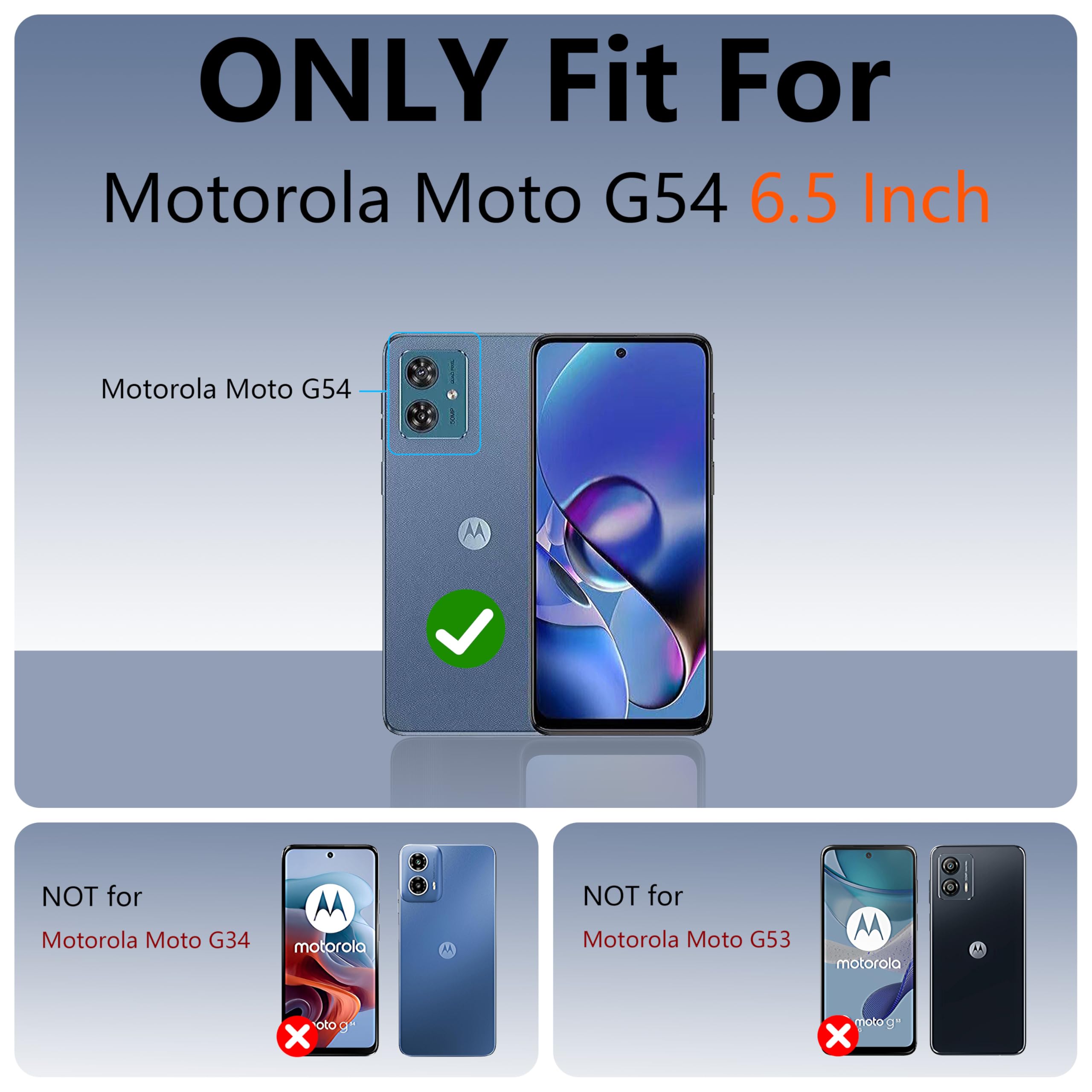 Custodia Robusta Per Motorola Moto G54 - Protezione Militare 3,4 M, Antiscivolo, Con 2 Pellicole Schermo, Colore Blu - 2