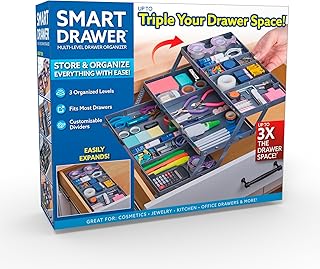 Ontel Smart Drawer Organizer, Multi-Level Jewelry and Cosmetics Storage,...