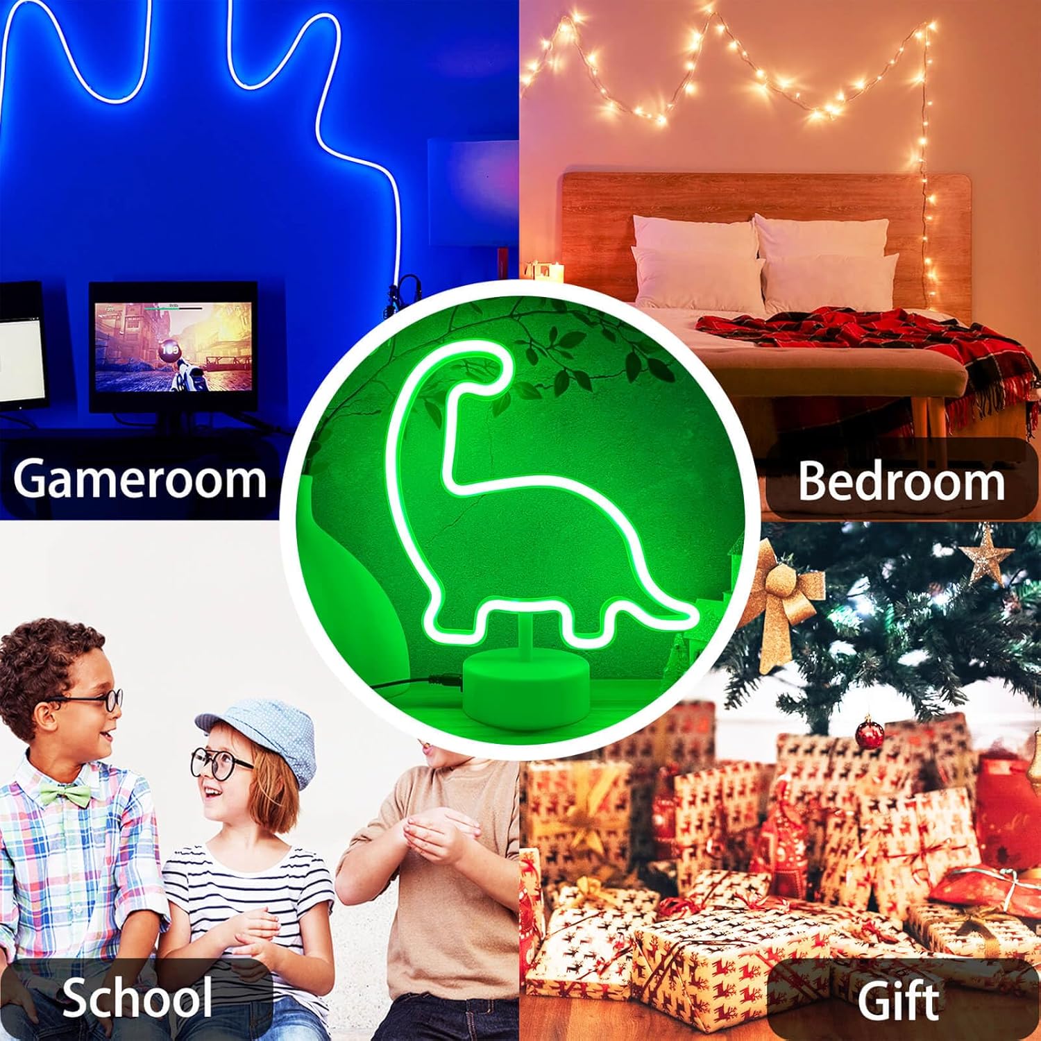 Dinosaur Neon Sign Dino Light Green, Dinosaur Neon Light Dino Room Decor for Boys Room Kids Girls Bedroom Nursery Classroom, Table Desk Stand LED Sign for Night Toddlers Birthday Gift - Image 5