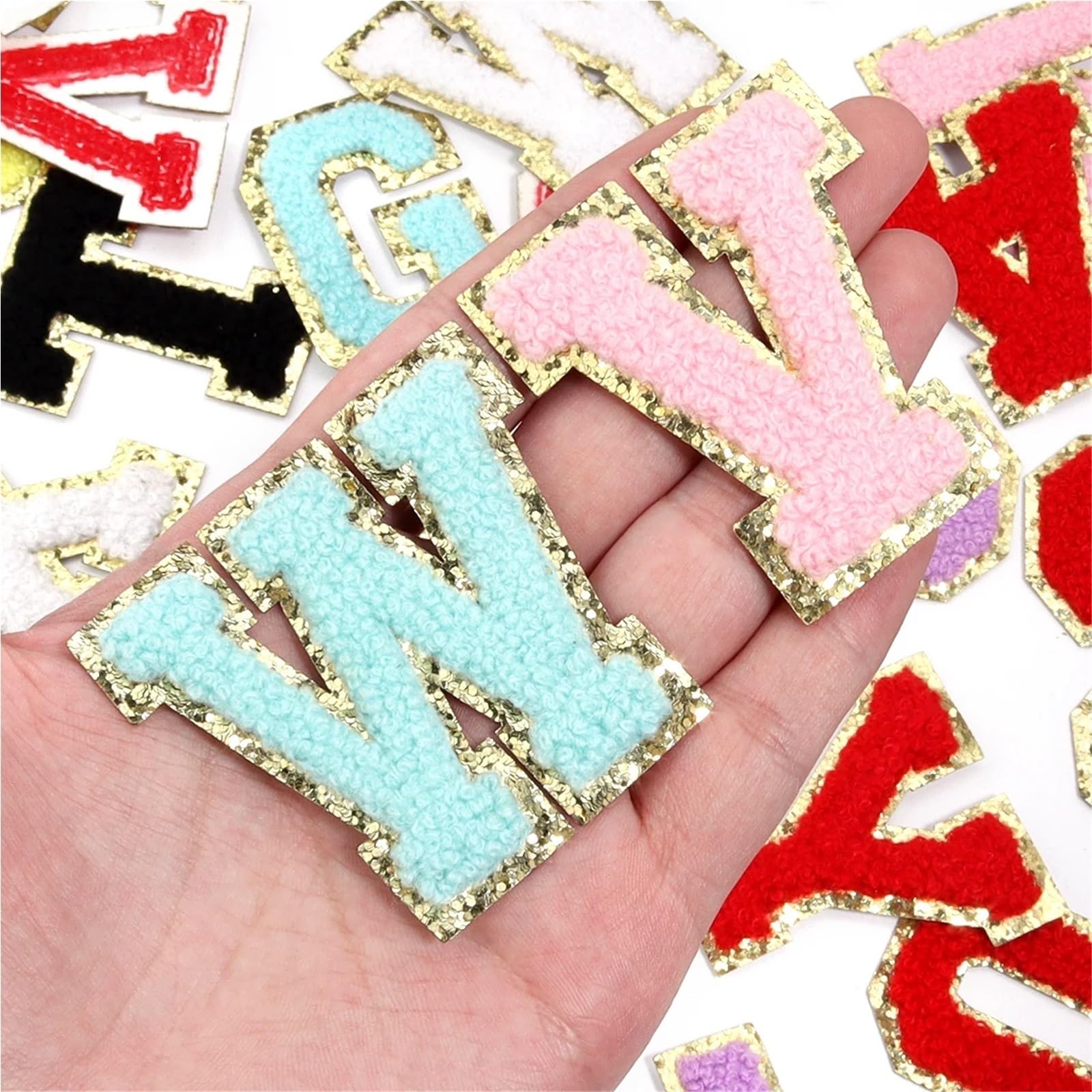 Aufnäher zum Aufbügeln für Kleidung, 2 Sets, 52 Stück, Buchstaben zum Aufbügeln, Stickerei, Stoff, bunt, Alphabet, zum Aufbügeln, für selbstgemachte Taschen, Violett (zum Aufkleben)