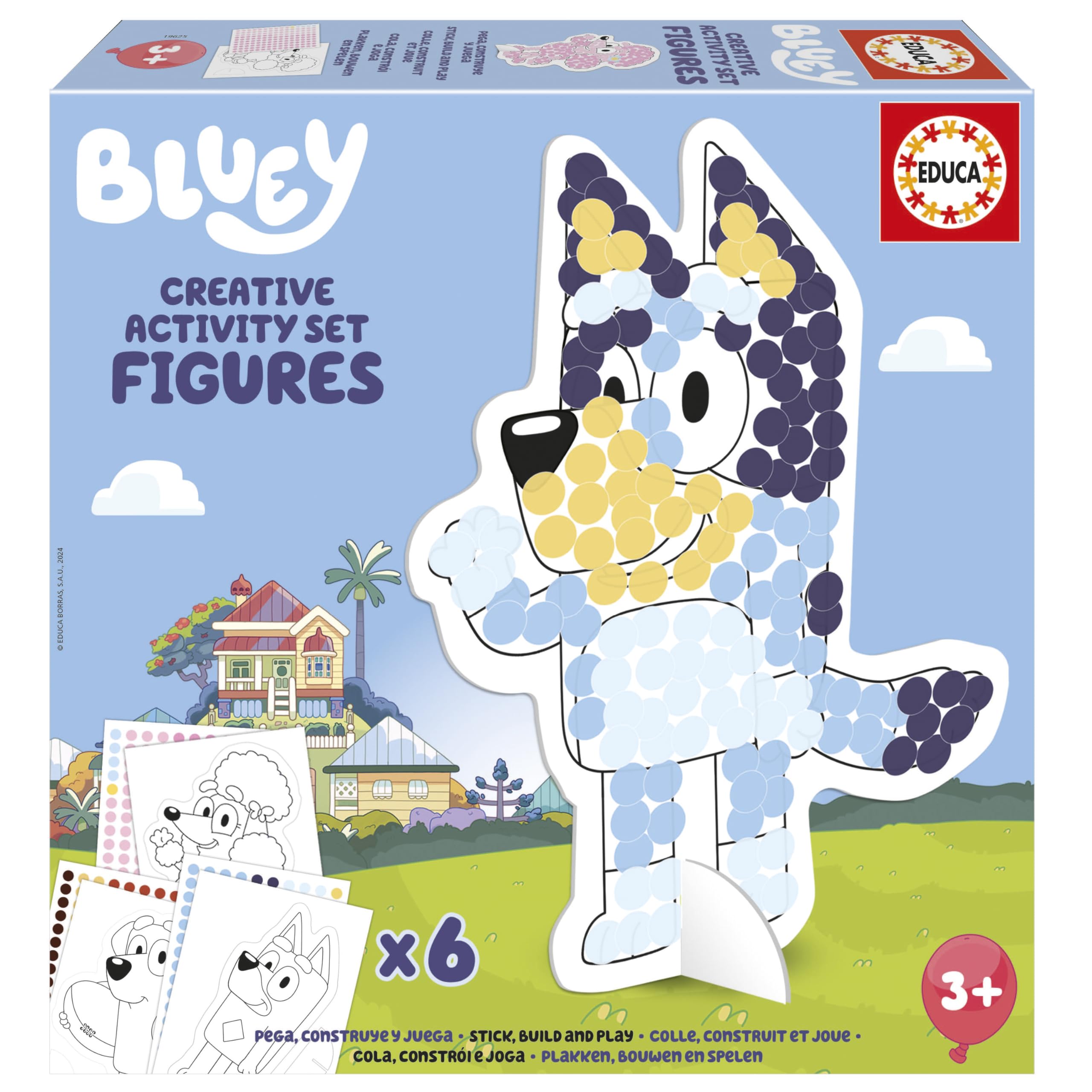 Educa - Creative 3D Bluey Character Decoration Set with Colorful Stickers DIY for Children 3 4 5 6 Years Old (19885)