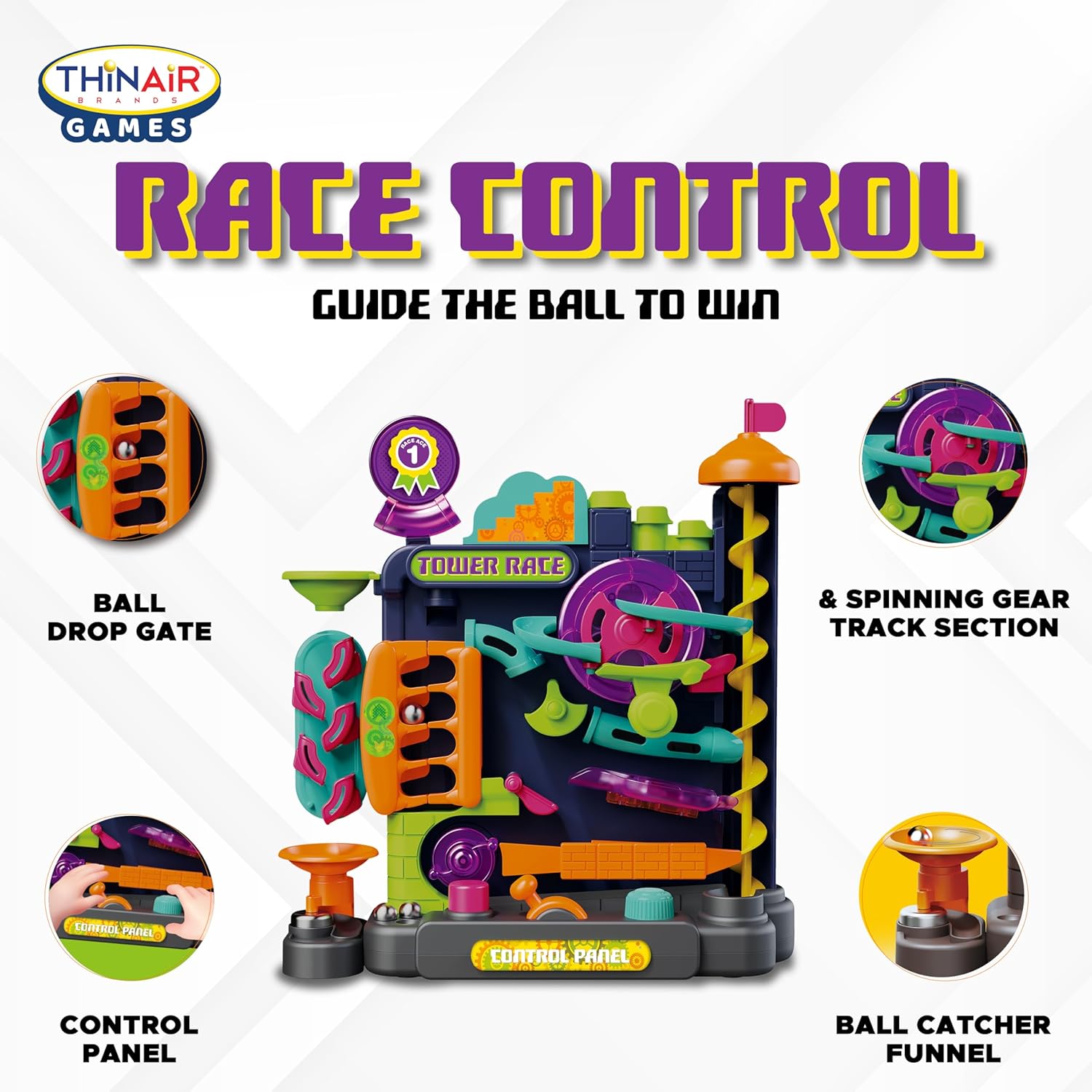 Tower Race Multi-Level Maze Game – A-Maze-ING Action, Multi-Level Challenges, Fast-Paced Control Panel Game – No Batteries Required – Test Your Skills