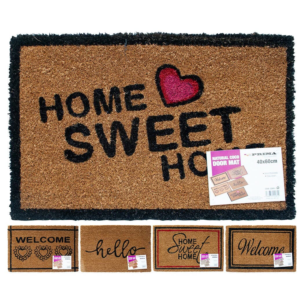 BARGAINGALORE HEAVY DUTY NON SLIP NATURAL COCO DOOR MAT HOME COIR ENTRANCE WELCOME 40 X 60CM