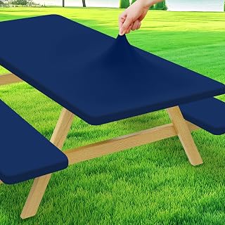 Moosfor Spandex 6 Foot Elastic Fitted Picnic Table Cover with Bench Covers