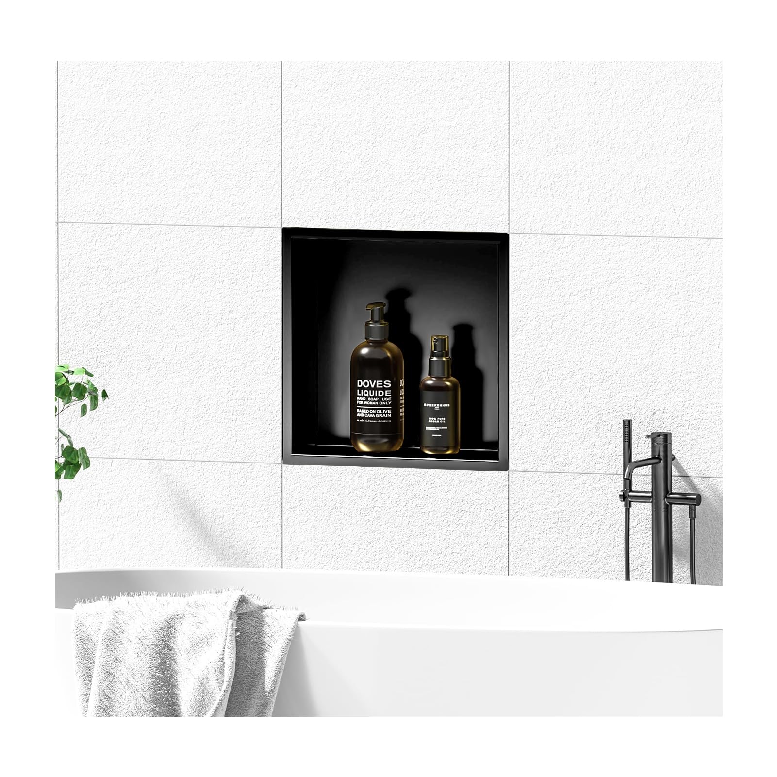 Niche de douche en acier inoxydable noir brossé encastrée 31,8x12,4 cm