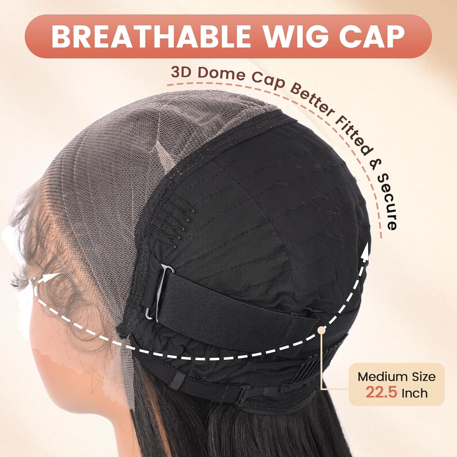 Synthetic Lace Front Wig 13x6 HD Glueless Lace Frontal Wig Pre Plucked Hairline with Baby Hair Long Yaki Straight Layered Lace Wigs for Black Women Daily Use (Natural Black, 24 Inch)