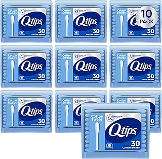 Q-tips Cotton Swabs 30 Count 10-Pack – Travel-Size Q-tips with Soft Tips, Makeup Tools, Beauty, Personal Care & Household Essentials