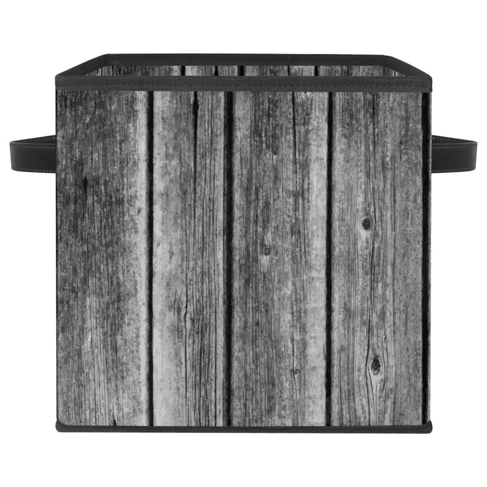 Boîte de rangement pliable en tissu cube gris bois pour placard