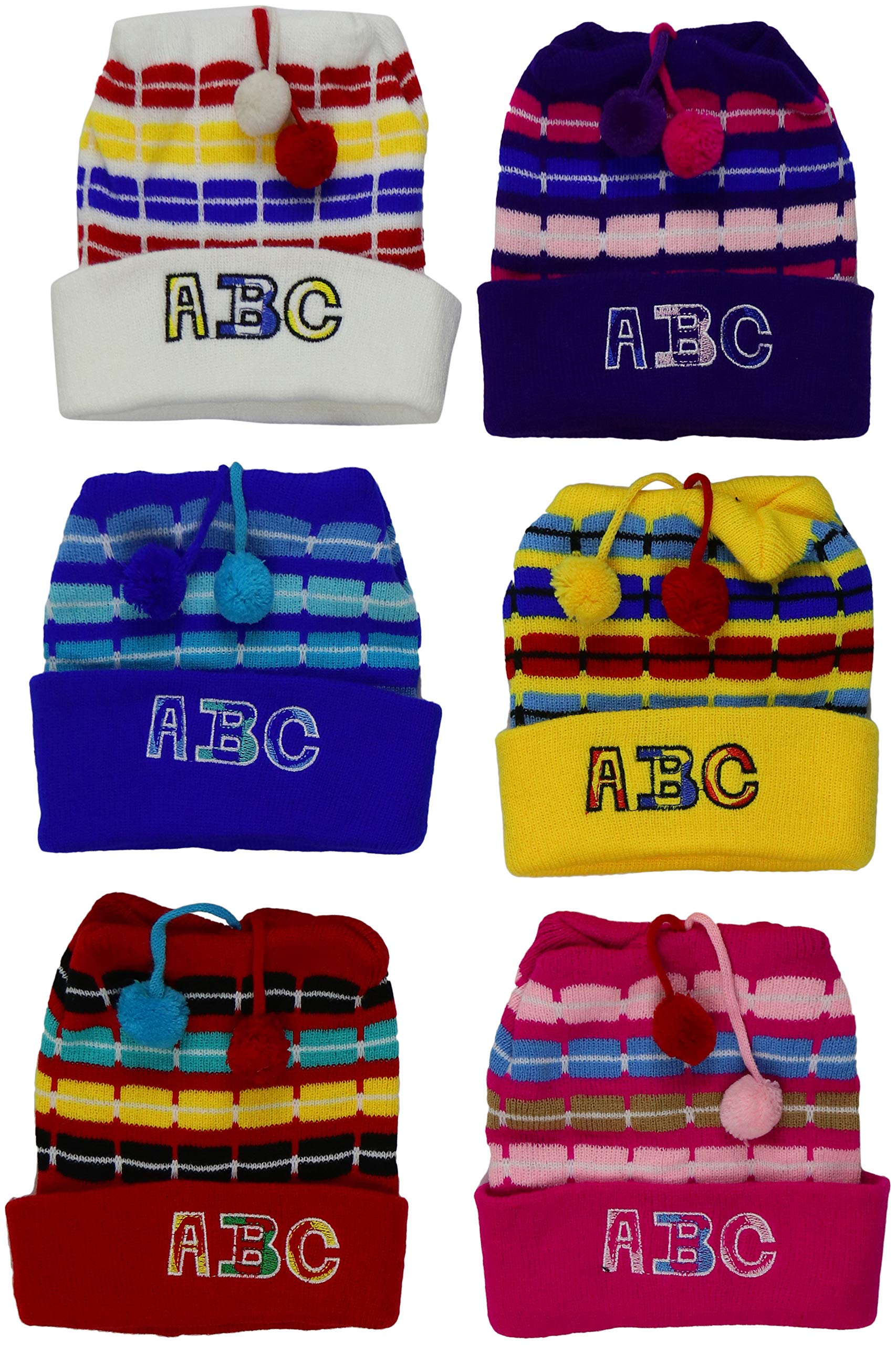 ToBeInStyle 6 Pack Kids' Soft &amp; Stretchy Knitted Acrylic Winter Beanies
