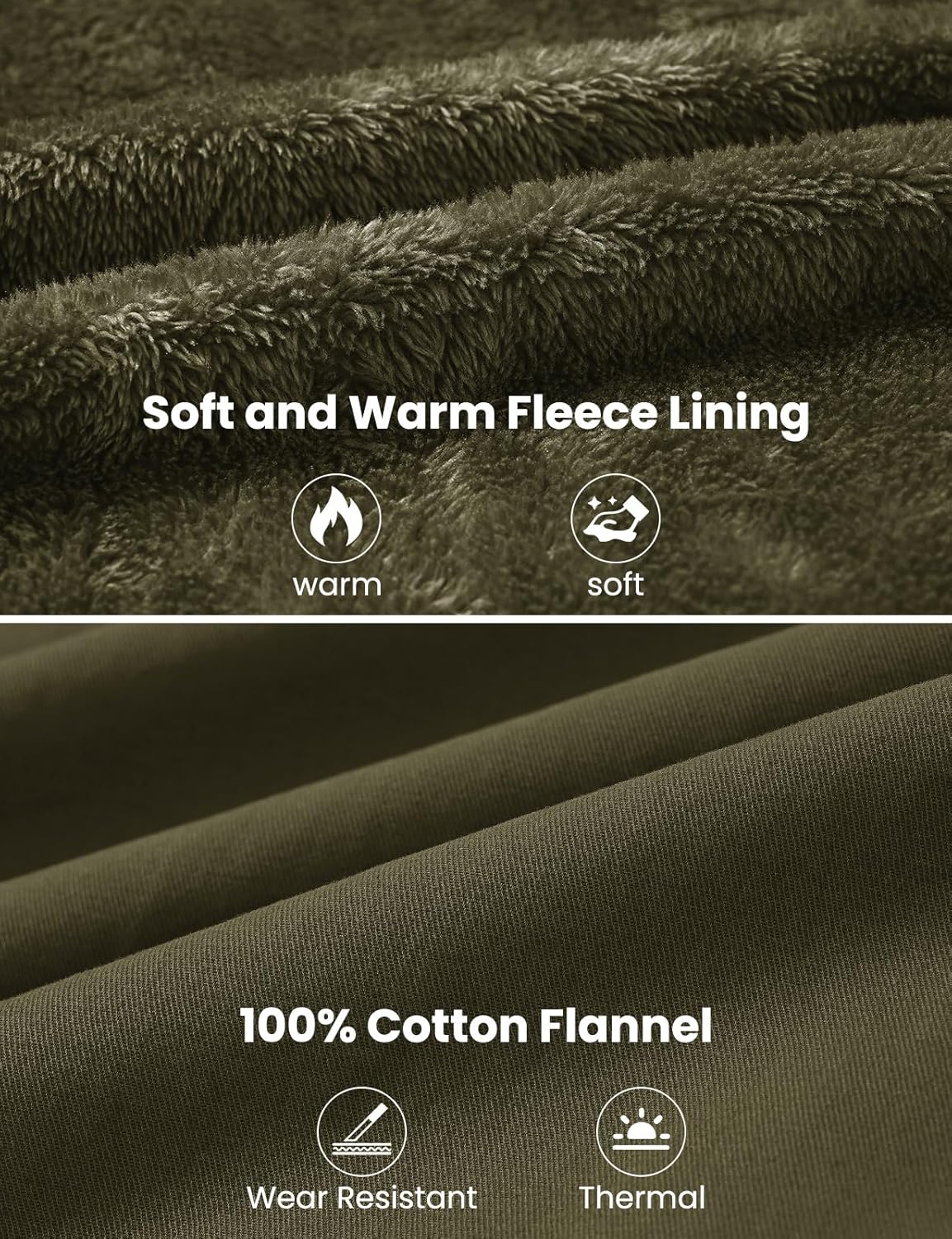 BGOWATU Men's Cotton Work Jacket Insulated Flannel Lined Full Zip Hoodies Active Winter Coat with Utility Pockets - Image 4