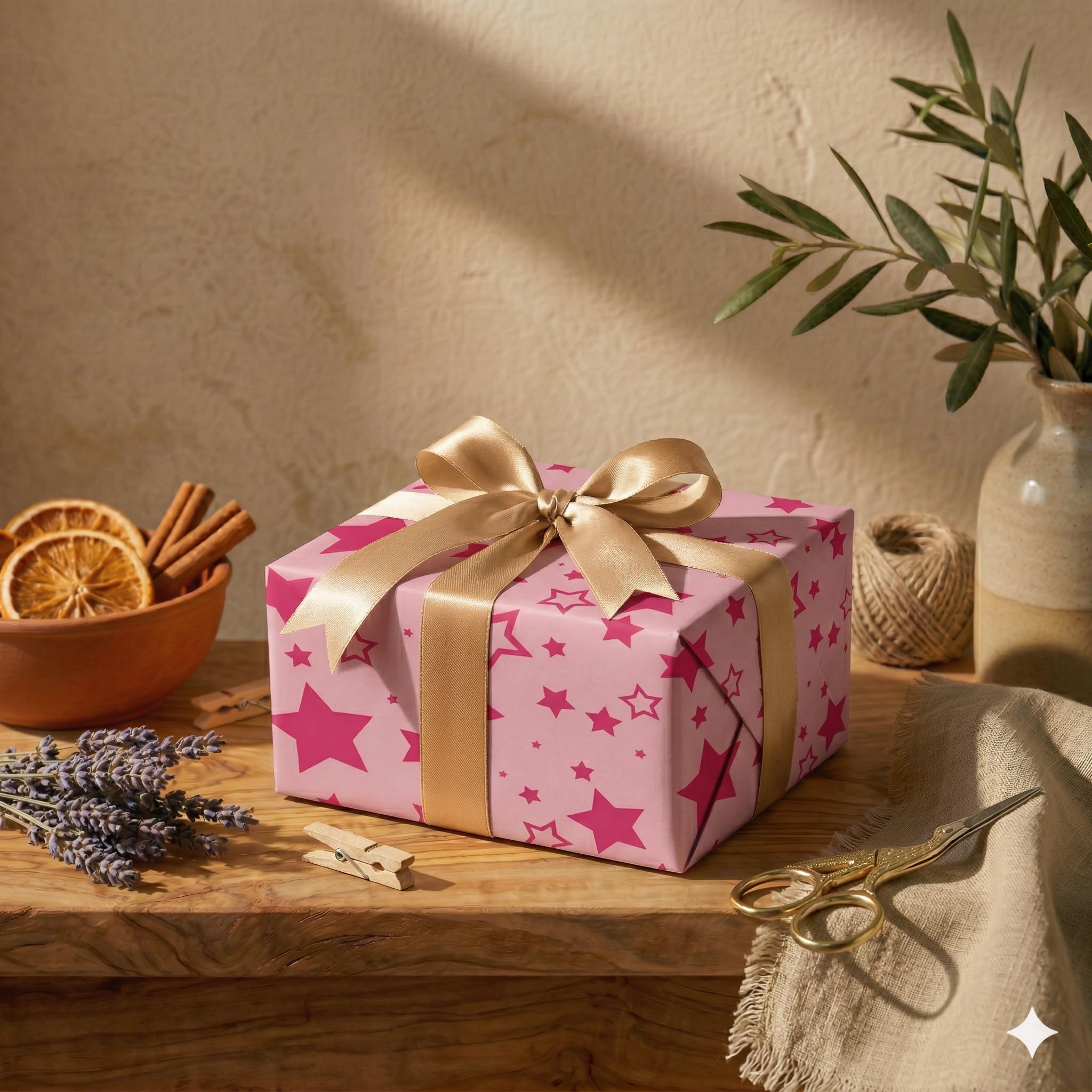 Pink Star Geschenkpapierrolle, 62 cm x 80 m, groß, strapazierfähig, für Geburtstage, Babypartys, Hochzeiten, Geschäfte und gewerbliche Aktivitäten FP Fiesta Paper