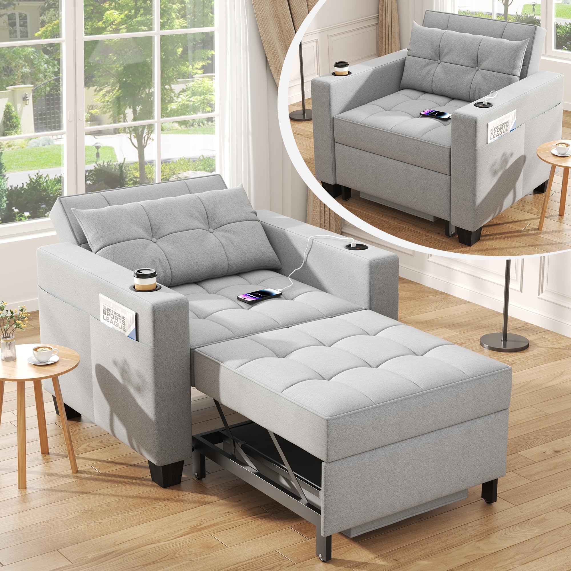 DURASPACE 3-in-1 Schlafsessel Schlafsofa,Verstellbares Schlafsofa