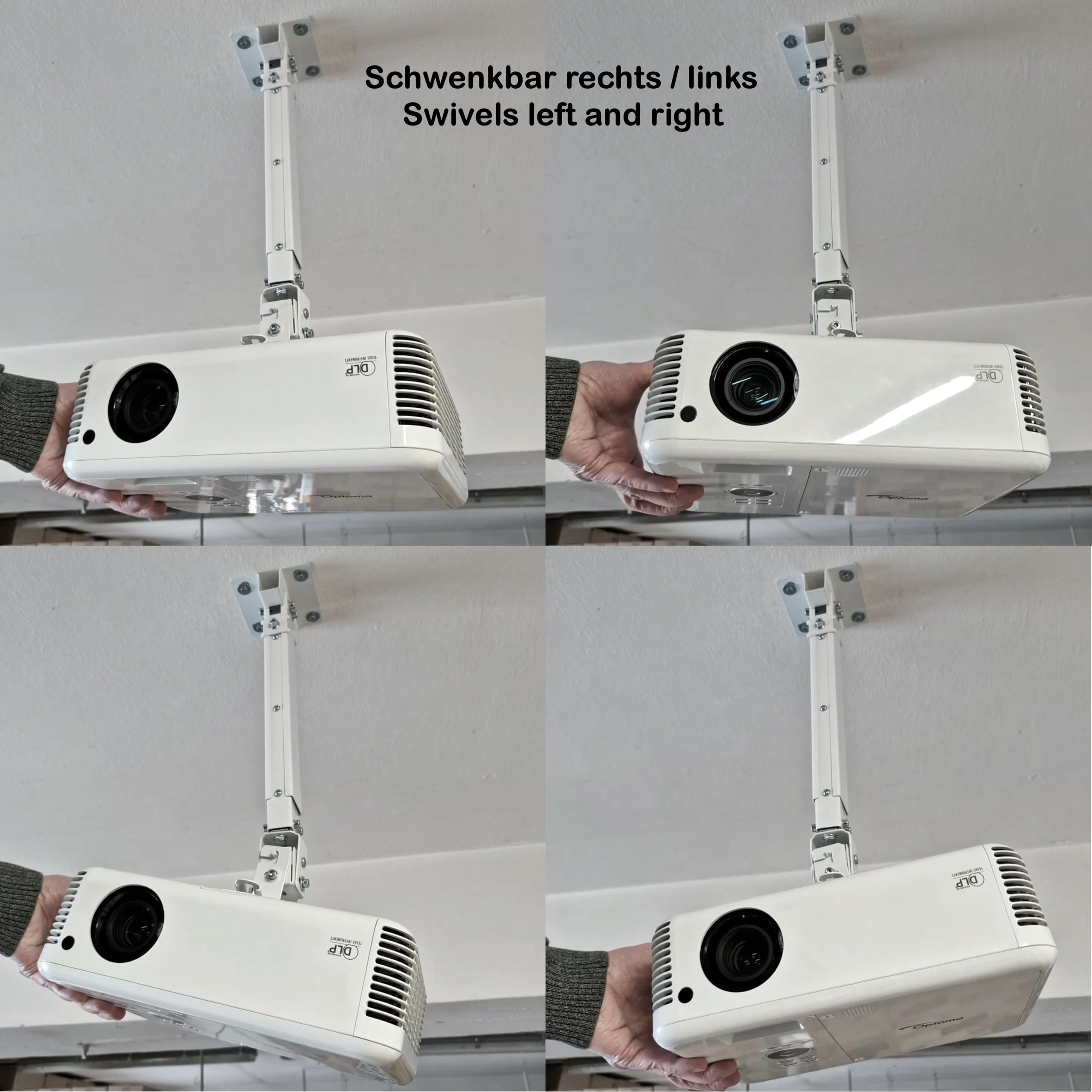 Support de plafond pour projecteur laser Optoma GT2000HDR, W400LVe, ZW350e, H190X, parfaitement préparé pour les installations home cinéma haut de gamme (pour Optoma GT2000HDR, W400LVe, ZW350e, H190X)