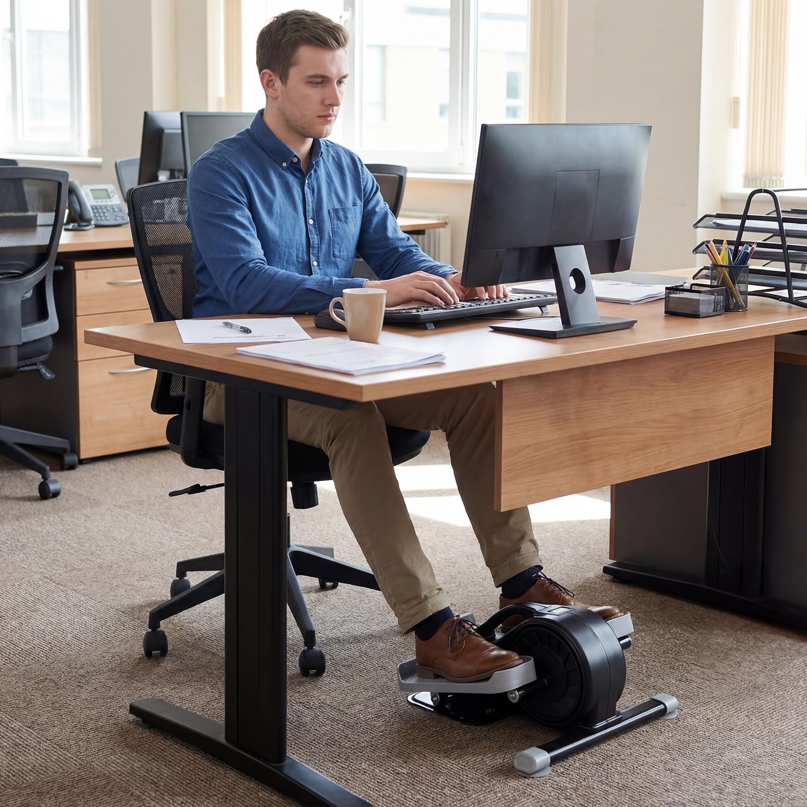 COSTWAY Mini elektrischer Crosstrainer, Stepper für Zuhause, Büro | Ellipsentrainer mit verstellbarem Widerstand & LCD-Display, Leise & Tragbar, Pedaltrainer für Senioren & Erwachsene