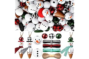 Huwena Snowman Making Kit for Kids - 255 Pcs Christmas Wooden Bead...