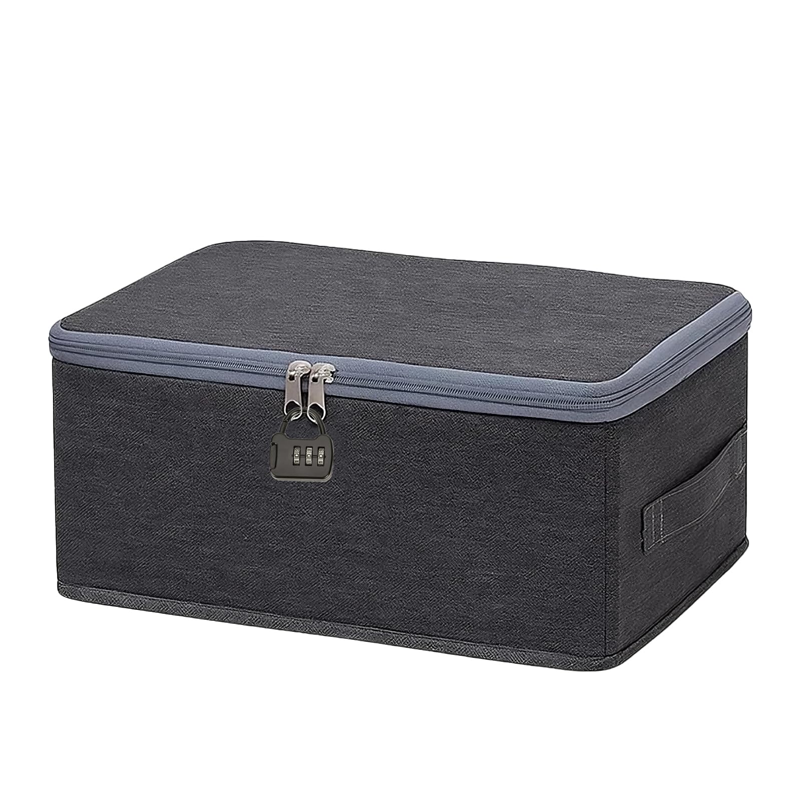 Lockable Storage Box with Lock, Thickened Odour Resistant Fabric Foldable Storage Box with Lid, Durable Storage Baskets with Handles for Bedding Clothes Toys Jeans Quilts Sweater (30 x 20 x 14 cm)