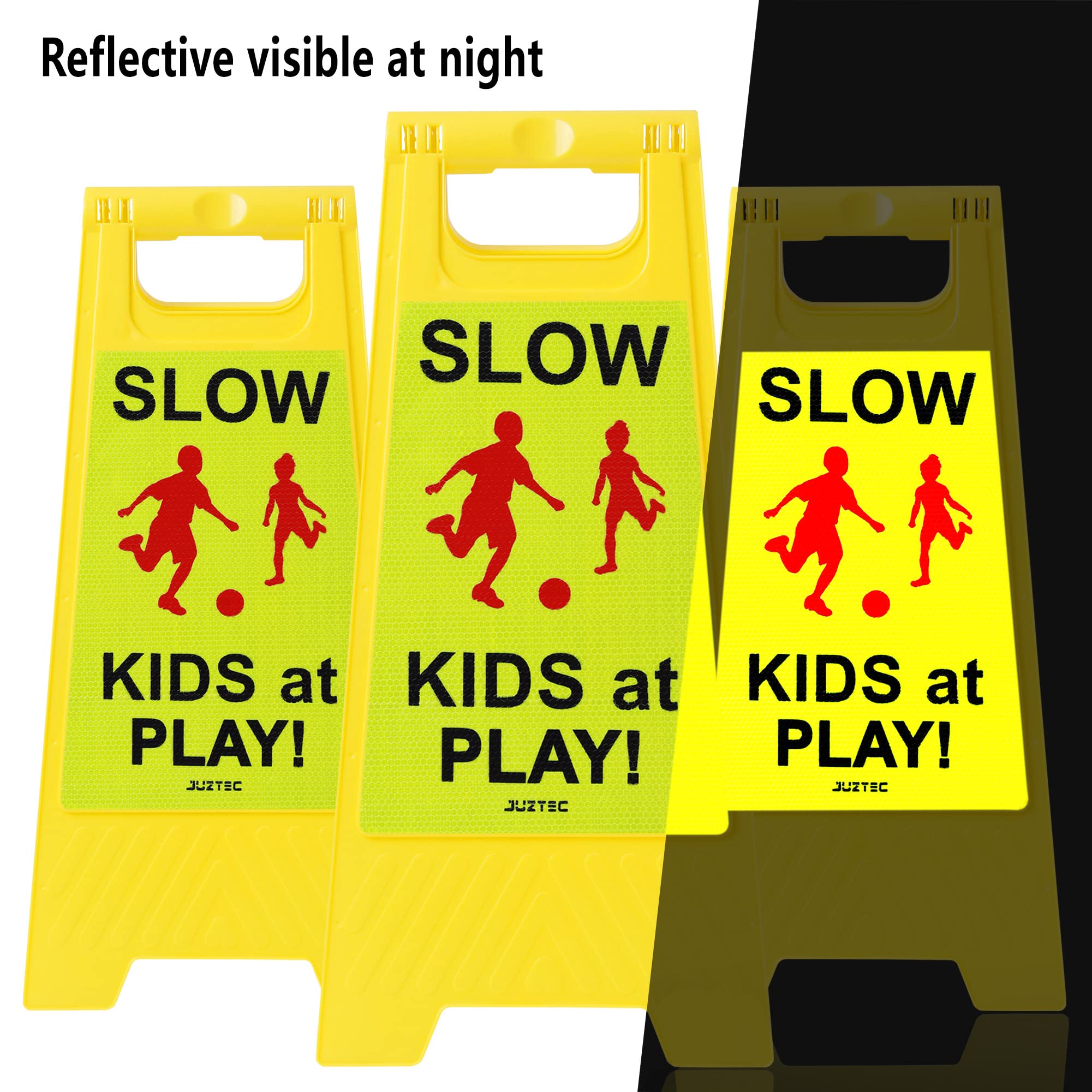 Señales de seguridad para niños en la calle en el juego, señales reflectantes de precaución para vecindarios (3 unidades)