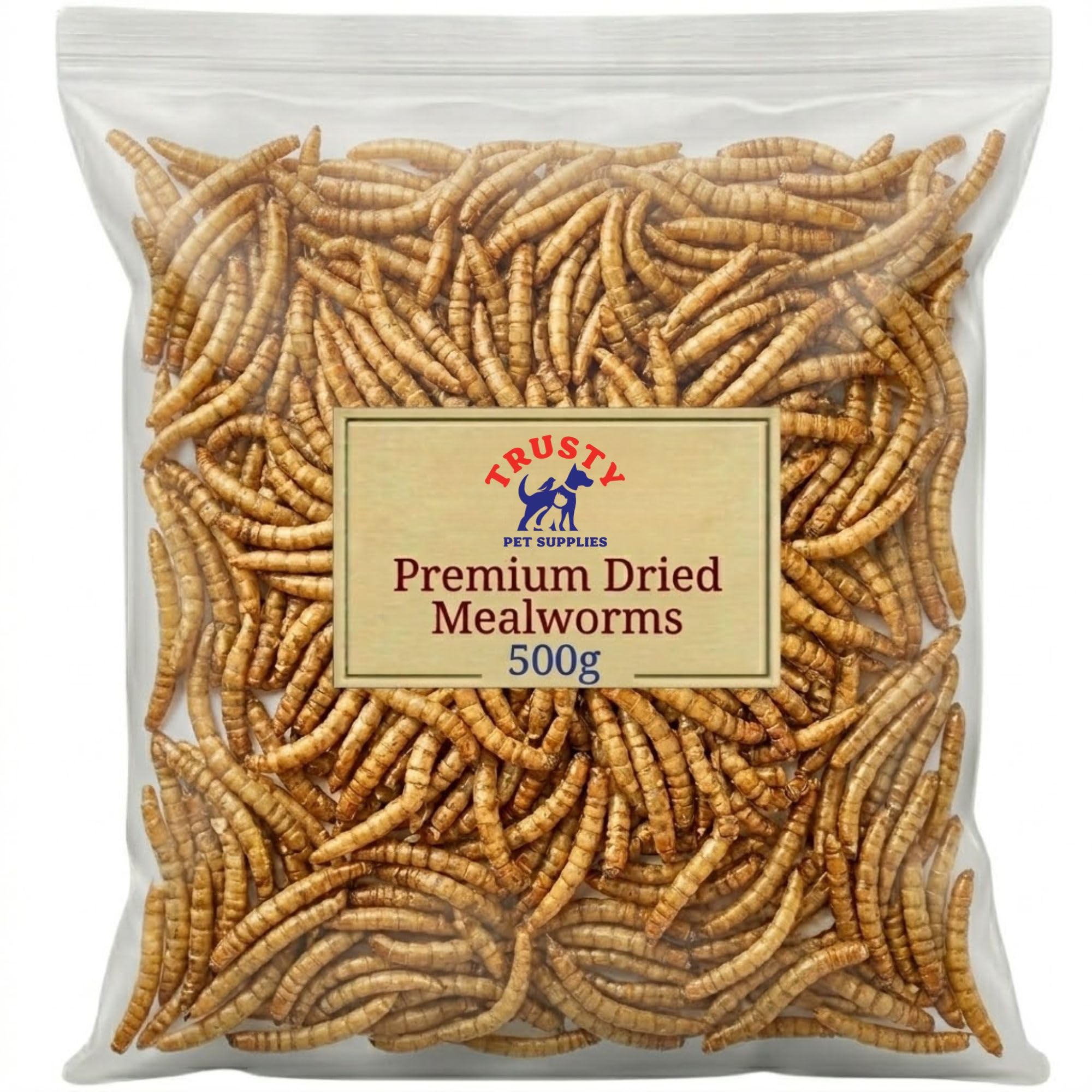 Premium Mealworms for Wild Birds 500g | Hedgehog Food & High Protein Bird Food | Natural Dried Mealworms for Bird Feed | Meal Worms for Garden Birds & Wild Bird Food | By Trusty Pet Supplies