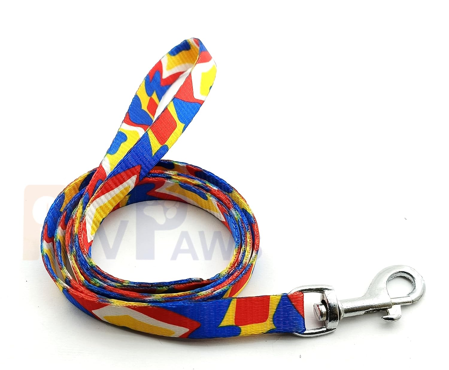 Woofy Dog Collar & Leash Set Puppy Printed With Bell, Adjustable Nylon Collar With Leash For Small & Medium Puppies, Quick Release & Breathable Collar Set For Pet, Dog & Cat (Red & Yellow) – 6 Cm