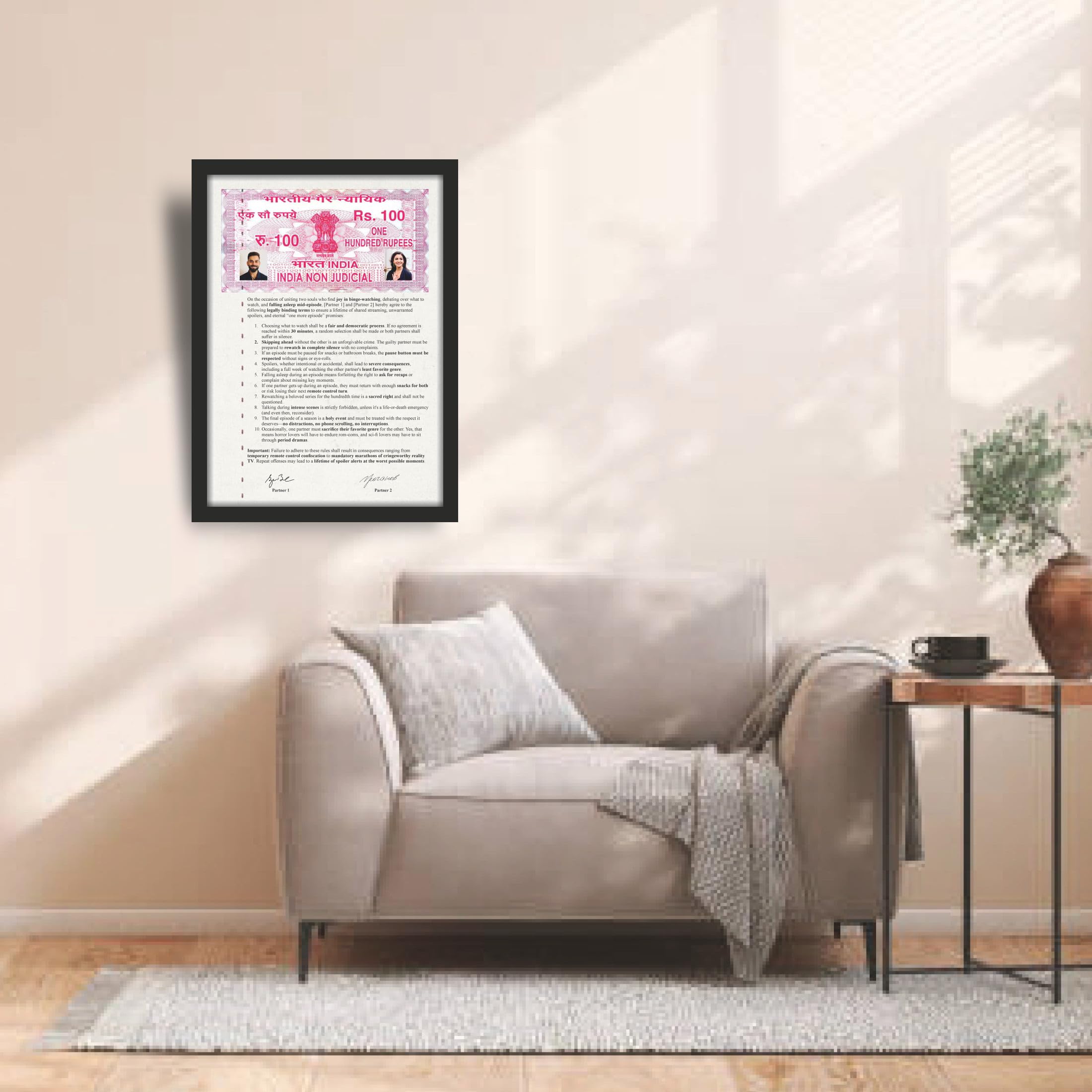 Netflix & Chill Couple Relationship Contract Photo Frame – 9.25 x…
