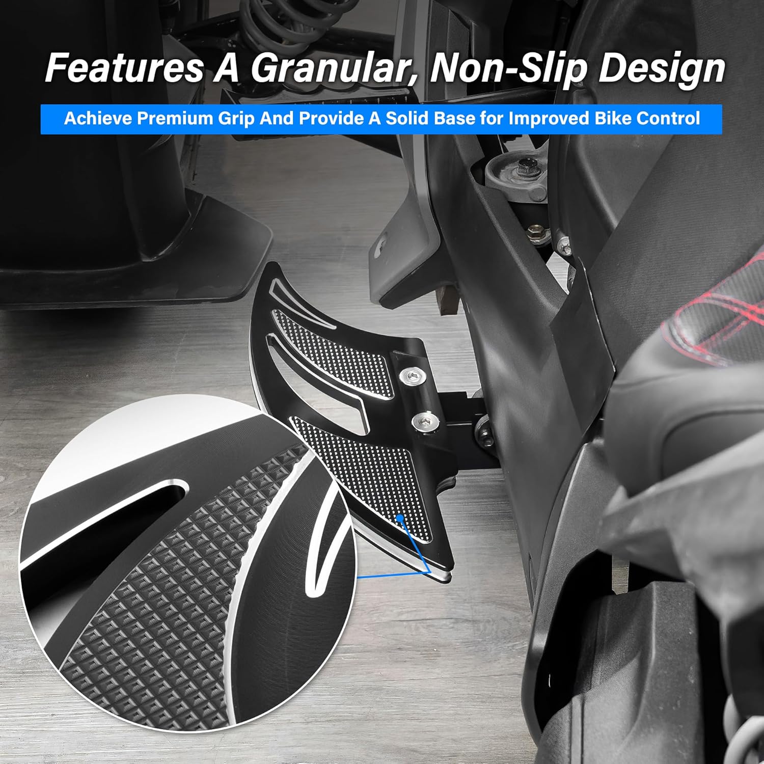 Aluminum Driver Floorboards for Can-Am Ryker Larger Brake Pedal Foot Rest Peg Wider Extended Brake Pedal Compatible with Can-Am Ryker,ACE 600 900 / Rally Edition/Sport 2019-2025(Black)