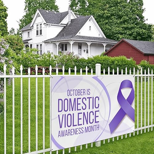 Miniatura 3 de Mes de concientización sobre la violencia doméstica, pancarta de fondo de cinta morada, decoración de vacaciones, fondo de cabina de fotos,