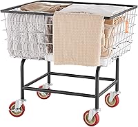 VEVOR 2.8 Bushel Wire Laundry Cart with Wheels - 26.7x21.7x26.4 Steel Commercial Basket, Chrome Finish, 4" Lockable Casters