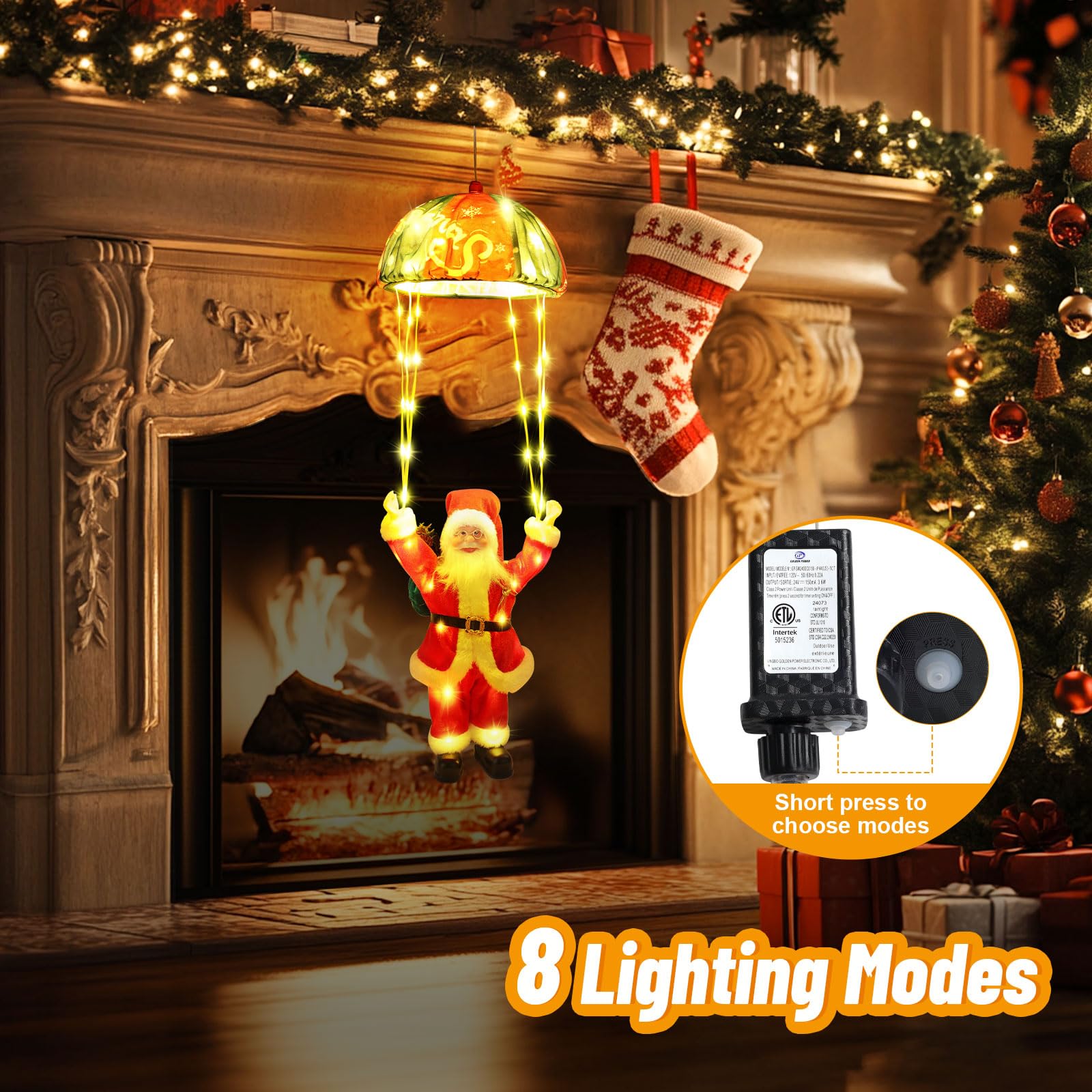 Geemoo Led-kerstman, ladderlichtketting, 3 meter, led-kerstverlichting, netvoeding met timer, geheugenfunctie, 8 modi, voor binnen en buiten, kerstboom, raam, kerstdecoratie (warmwit