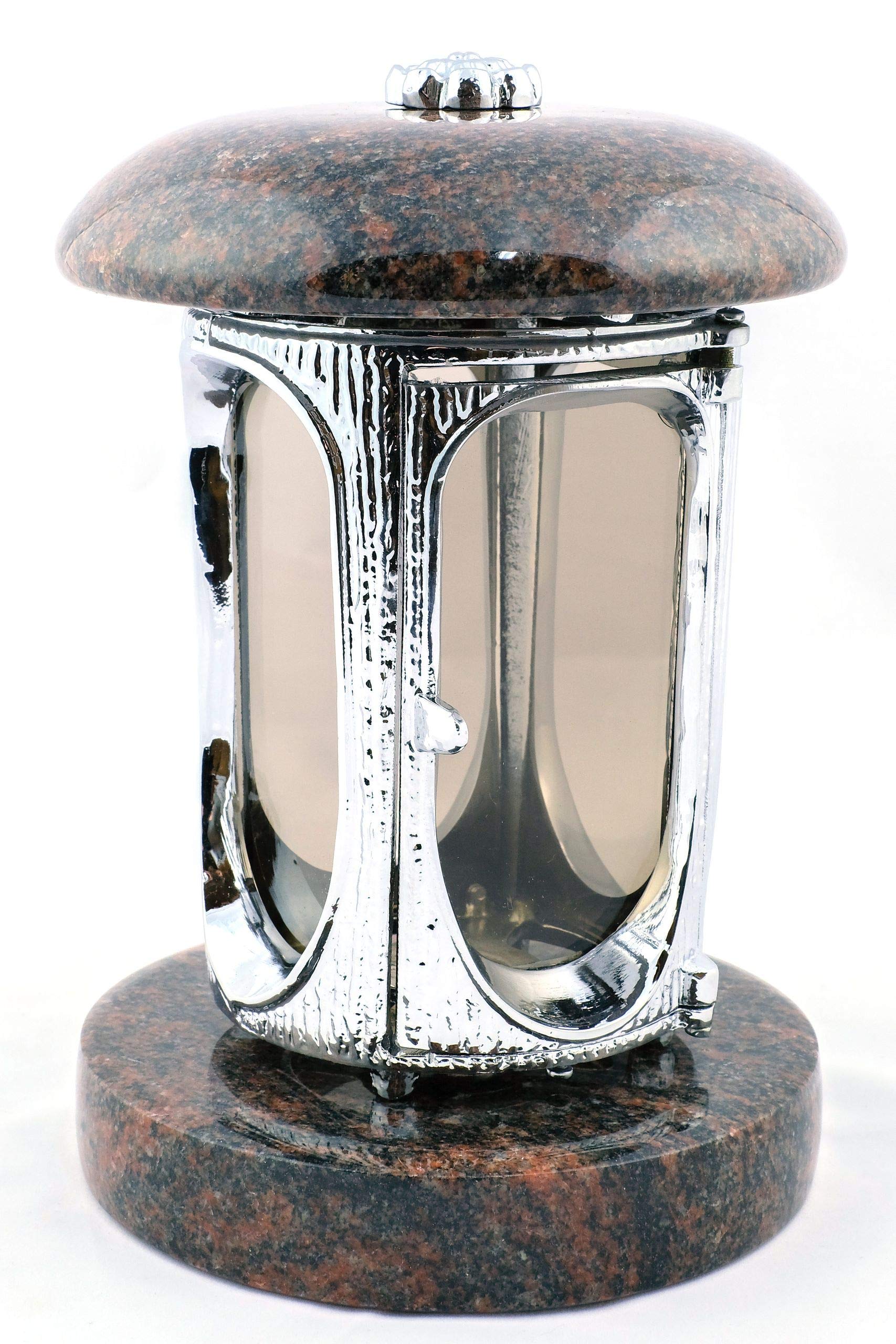 Designgrab Grablampe Mit Granitsockel | 20x20x5 Cm Sockel, Verchromtes Aluminium – Witterungsbeständig