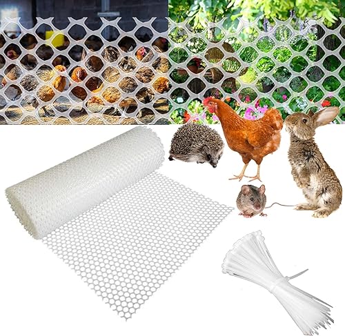 Malla de alambre de plástico blanco de 15.7 pulgadas x 10 pies, malla hexagonal de plástico para pollo, valla de malla de plástico mejorada para