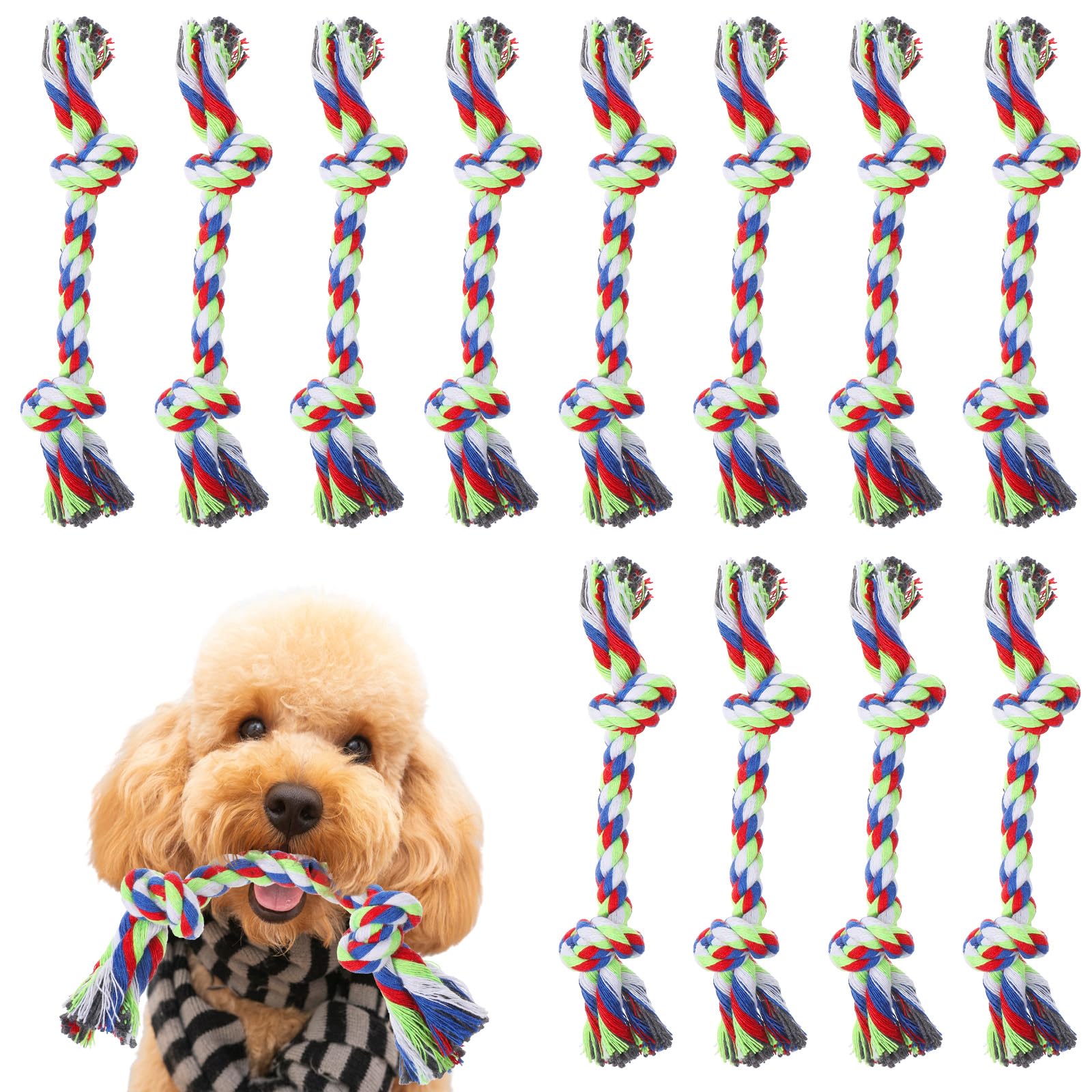 CIATBYYJ 12Pcs Dog Rope Toys, Durable Puppy Cotton Rope Toy, Colorful Dogs Ropes Toys for Small Teething Dogs Aggressive Chewers Puppy