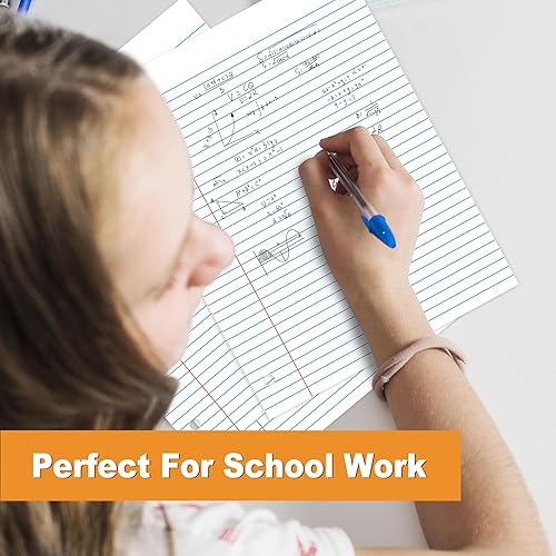 Miniatura 7 de SUNEE Papel de hojas sueltas, papel rayado universitario de 8 x 10-12 pulgadas, papel de relleno de 3 agujeros, papel de cuaderno de hojas sueltas