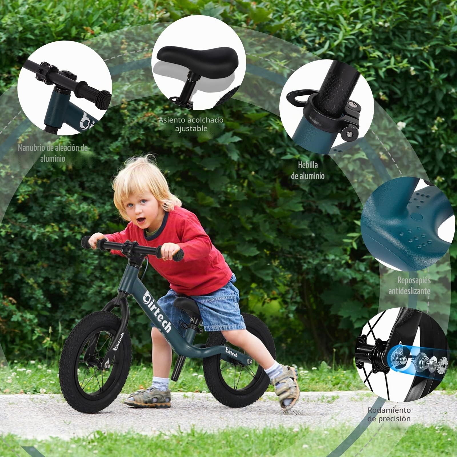 Hello-5ive Bicicleta sin Pedales de 12 Pulgadas, Adecuada para niños de 2 a 6 años, con Cuadro de Nailon, sin Pedales, Asiento Ajustable y neumáticos.