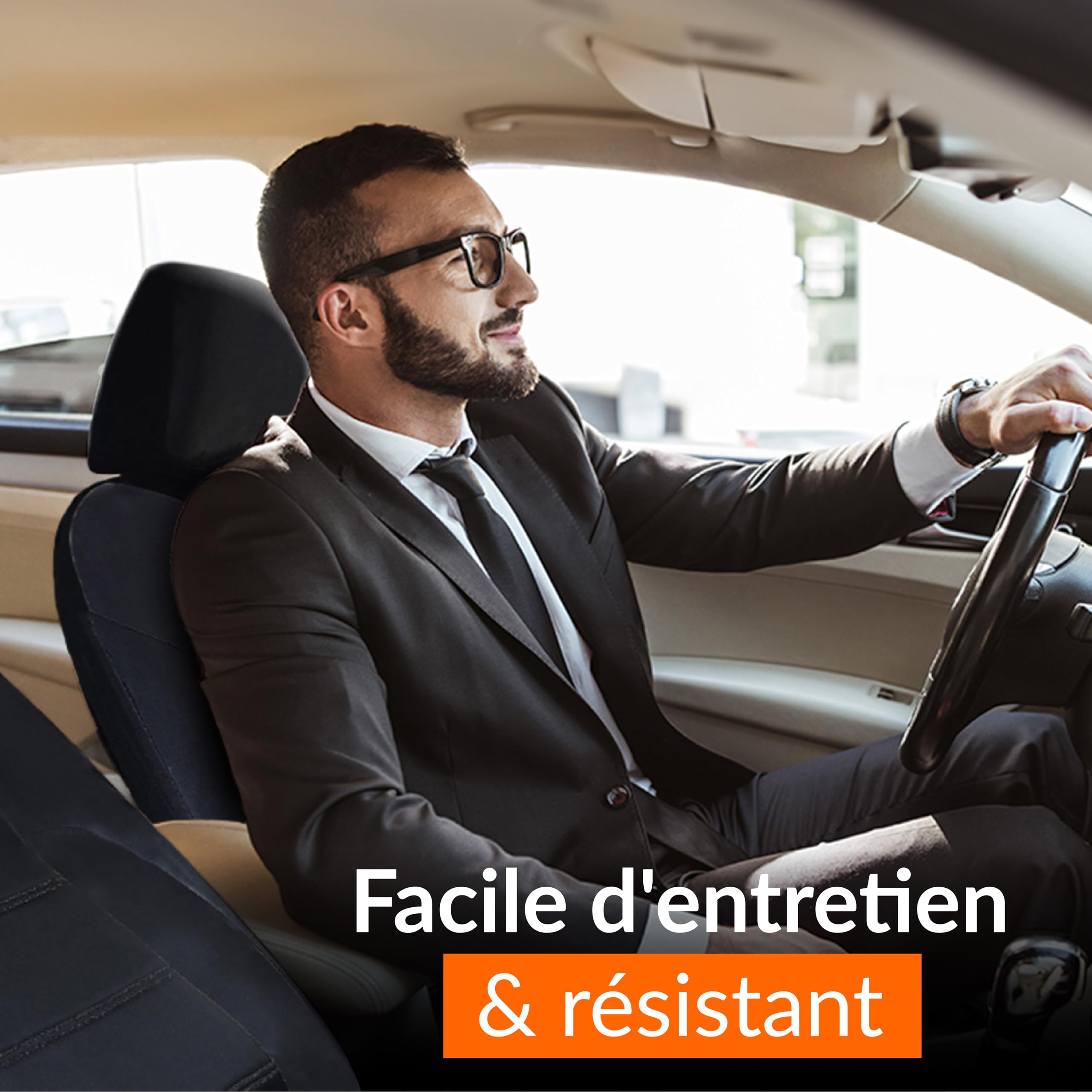 upgrade4cars Housses Sièges Auto Universelles Simili Cuir Noir | Simili cuir facile à nettoyer | plupart des voitures | Été & Hiver