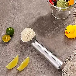 Colher de sorvete profissional para sorvete ou iogurte congelado, melancia, fruta Baller (prata brilhante)