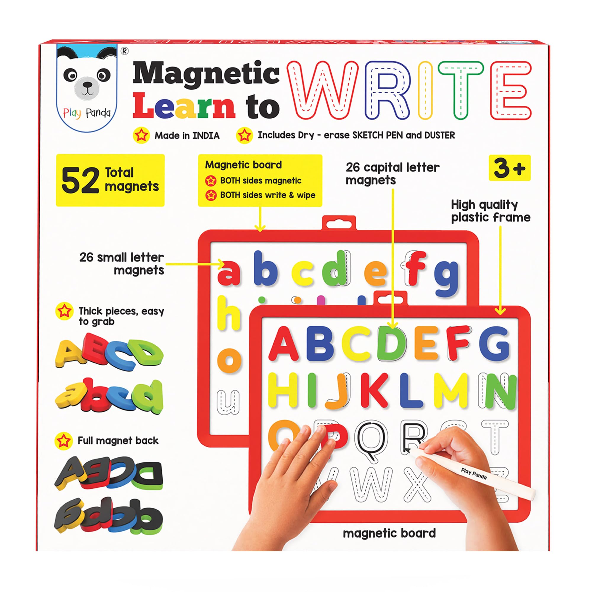 Play Panda Learn to Write Magnetic Board with Captial & Small Letters for 3+ yrs Kids