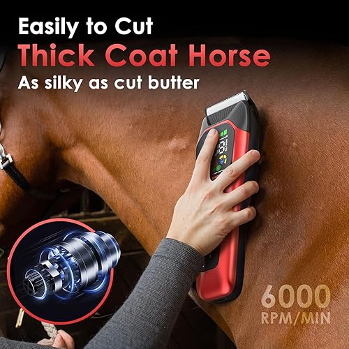 Miniatura 3 de Kit de recortadora de caballos recargable de bajo ruido, afeitadora de mascotas para abrigos gruesos y pesados, tijeras inalámbricas de 2