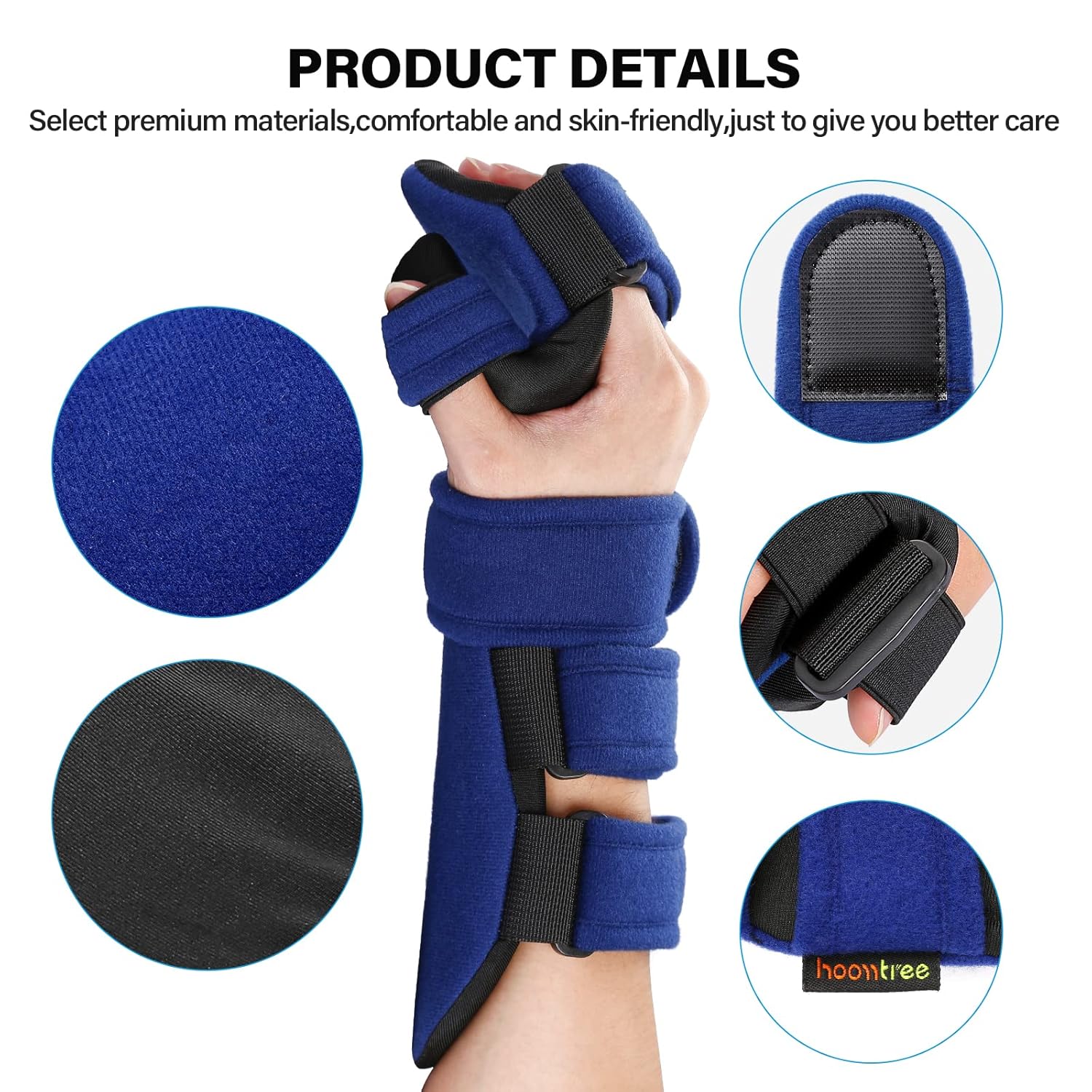 Stroke Resting Hand Splint Right&Left Resting Hand Splint with Finger Separator Functional Night Immobilizer Wrist Finger Brace for Carpel Tunnel Pain,Sprain Fracture,Tendonitis (Right,Blue)