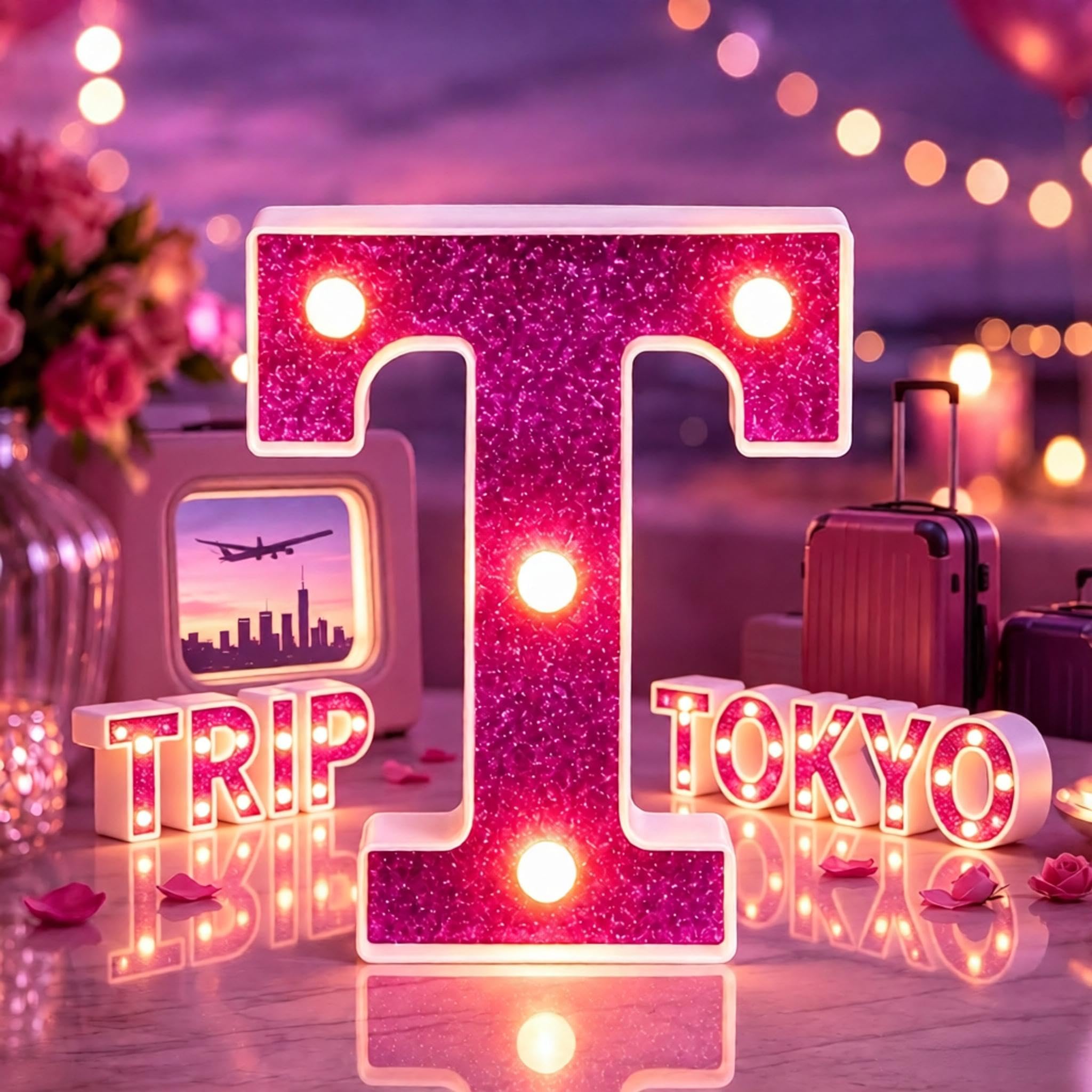 Yilnlg LED Light Up Letters, Letter Lights T for Girls Women Party Decor