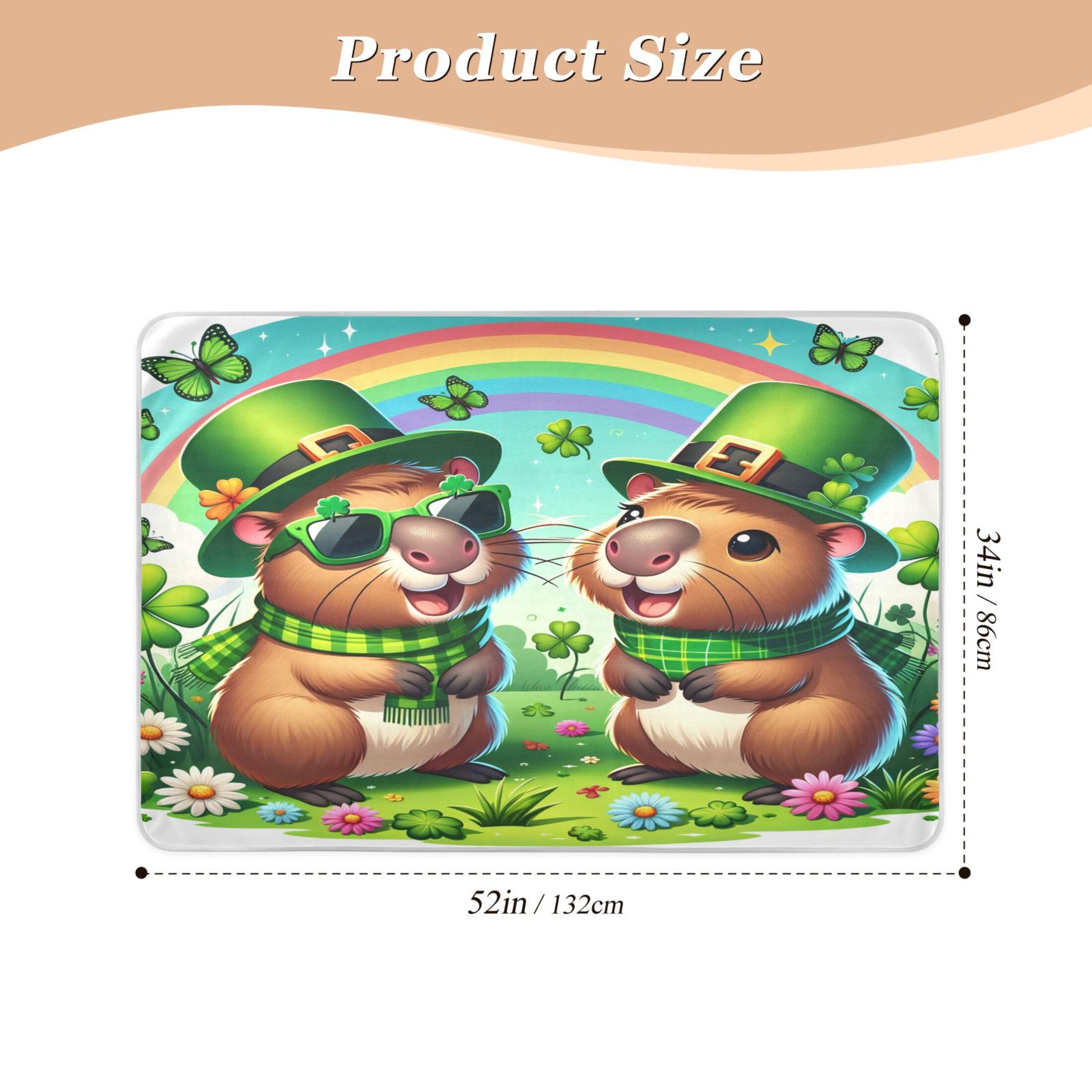 Takiito Capybara Bed Pad Reusable Bed Underpad Washable Waterproof Leak-Proof Quick Dry Incontinence Pee Pad for Toddlers Kids Adults Pets 34x52 in