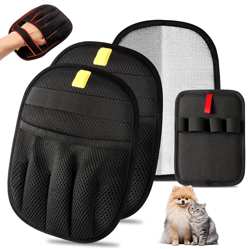 Luva removedora de pelos para cães e gatos com superfície eletrostática Losaria, pacote com 3