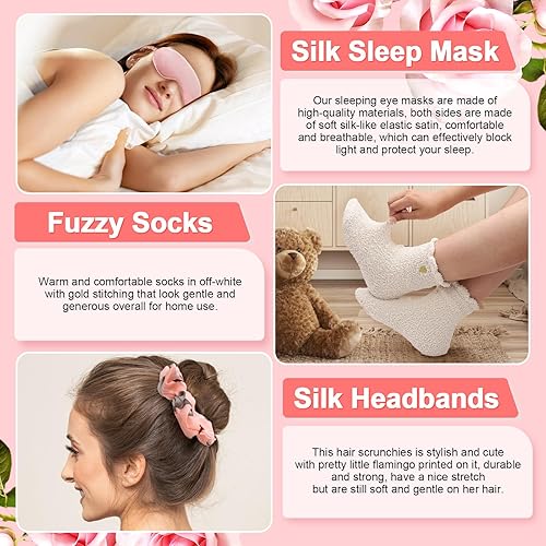 Miniatura 5 de Cesta de regalo de cumpleaños de flamenco para mujer, regalos de spa para ella, caja de regalo de cuidado personal, cesta de regalo de cumpleaños