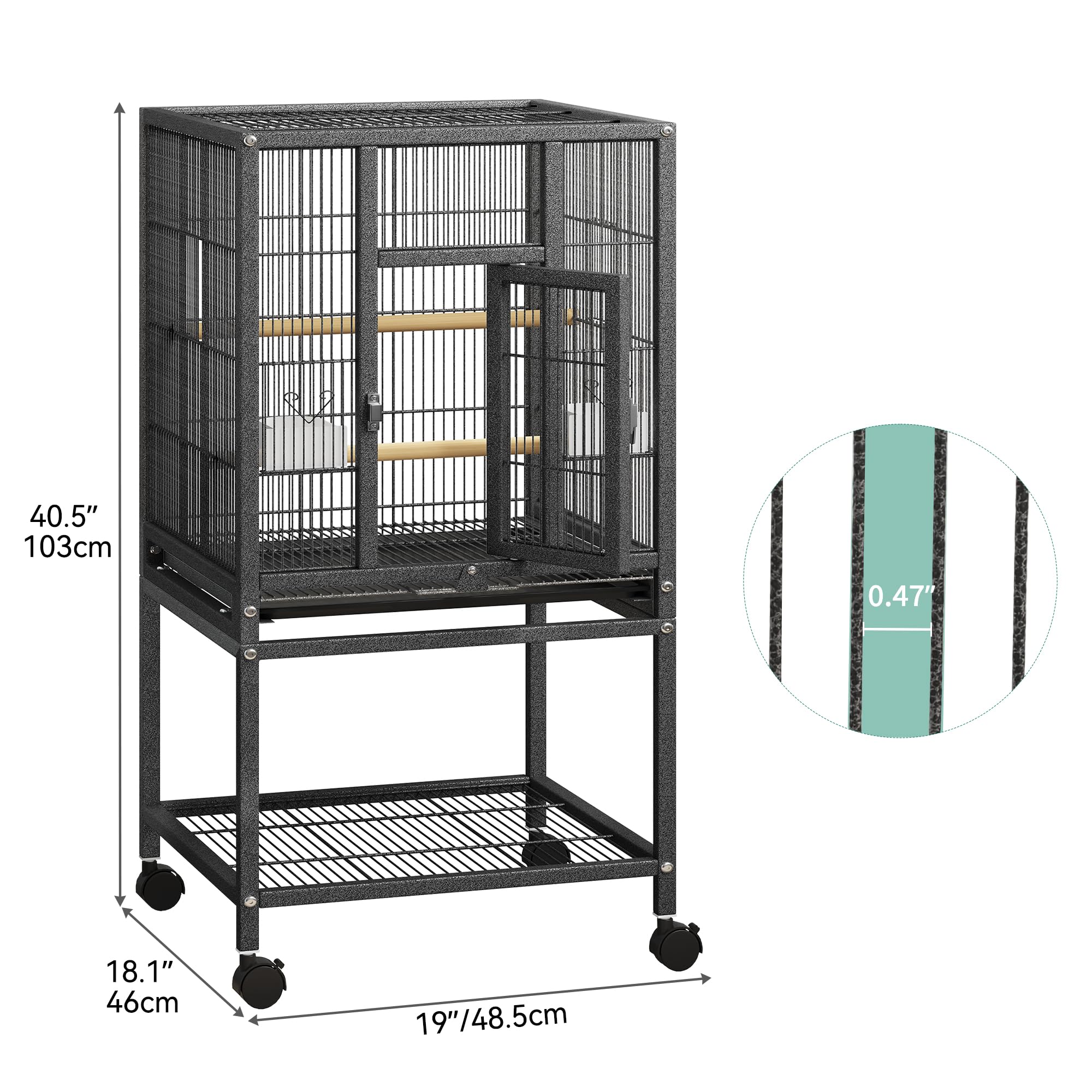 Amazon | YITAHOME 41インチ インコ用メタルバードケージ トレイ付き